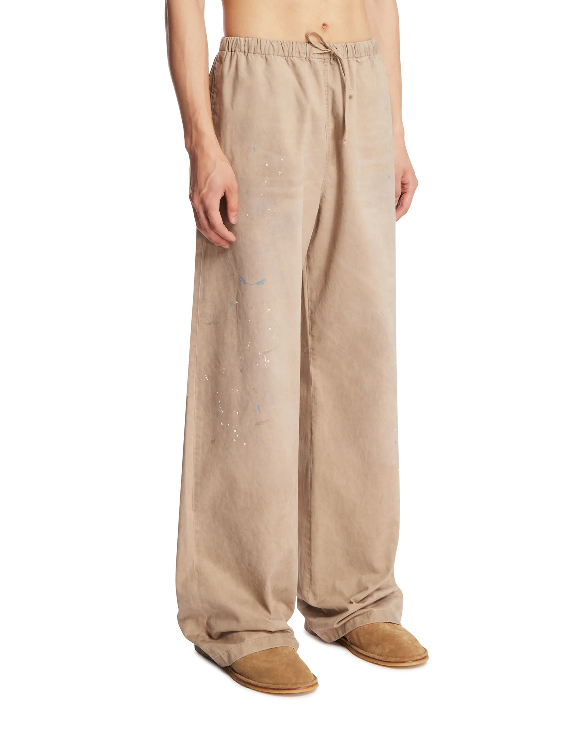 Pantaloni Ampi In Cotone Beige - Image 2