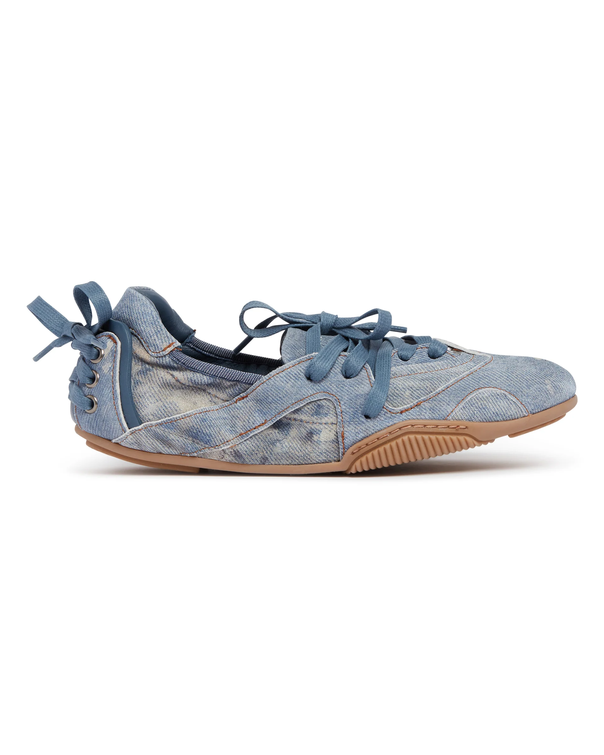 Scarpe Con Lacci In Denim Azzurre - Image 2