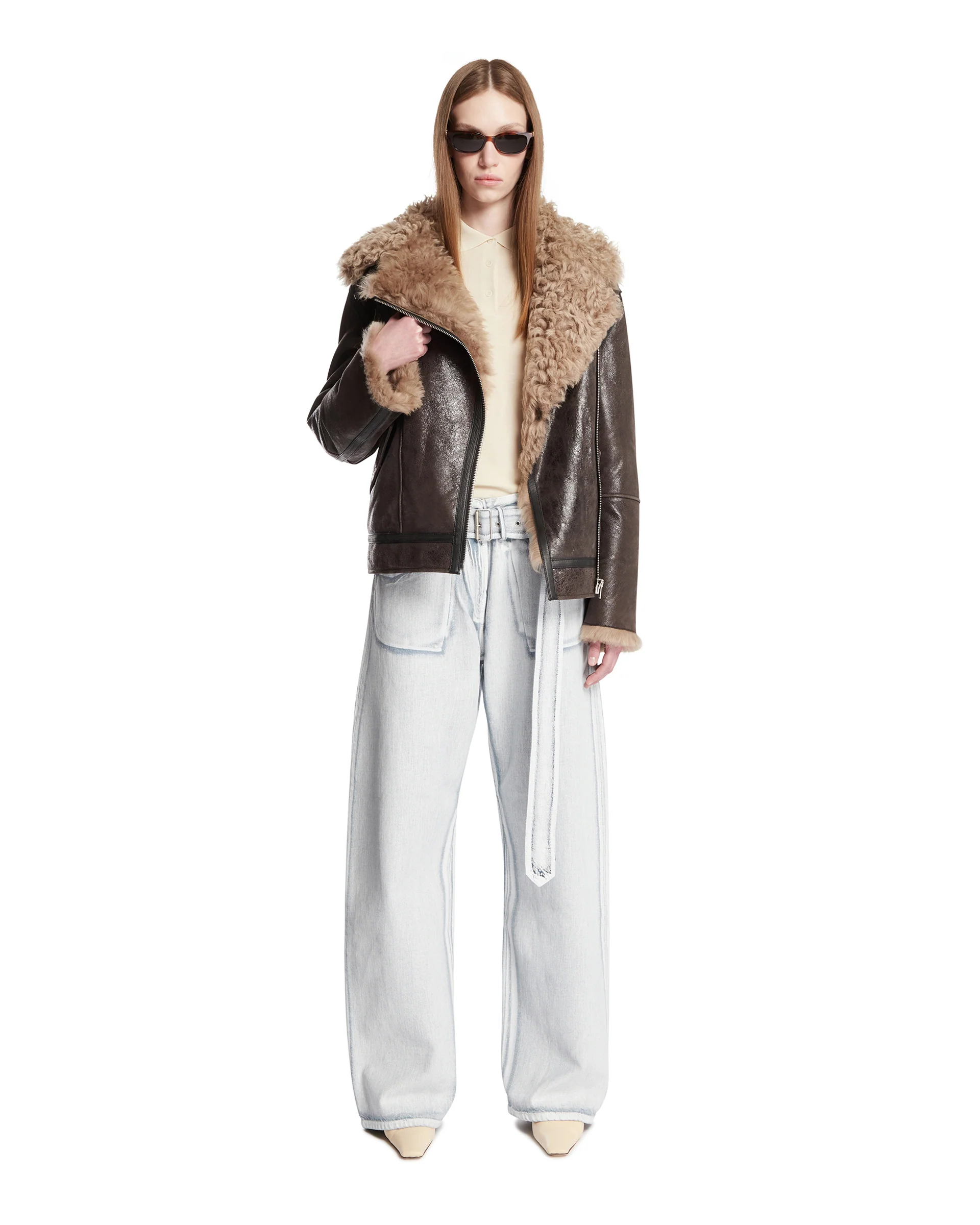 Shearling Jacket In Pelle Marrone - Image 3