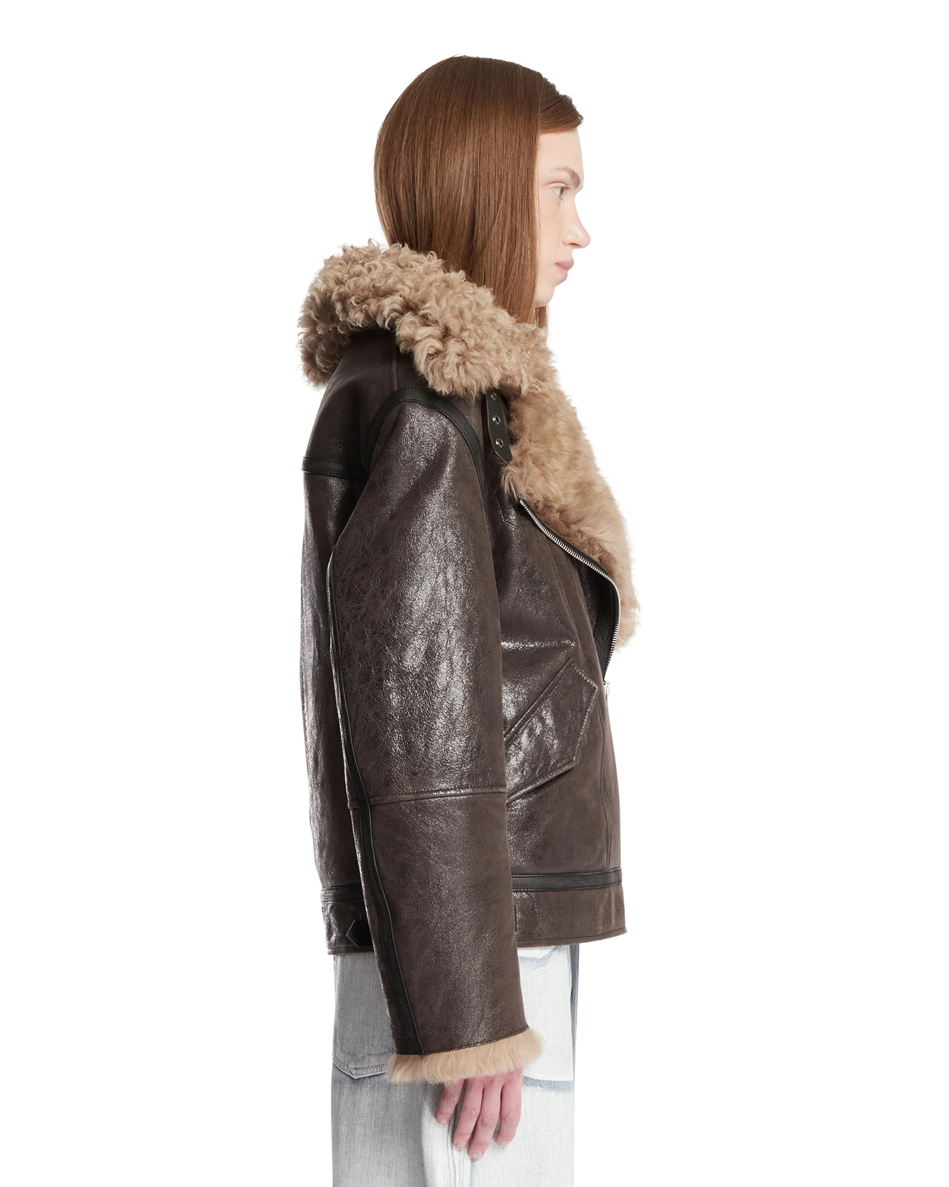 Shearling Jacket In Pelle Marrone - Image 4