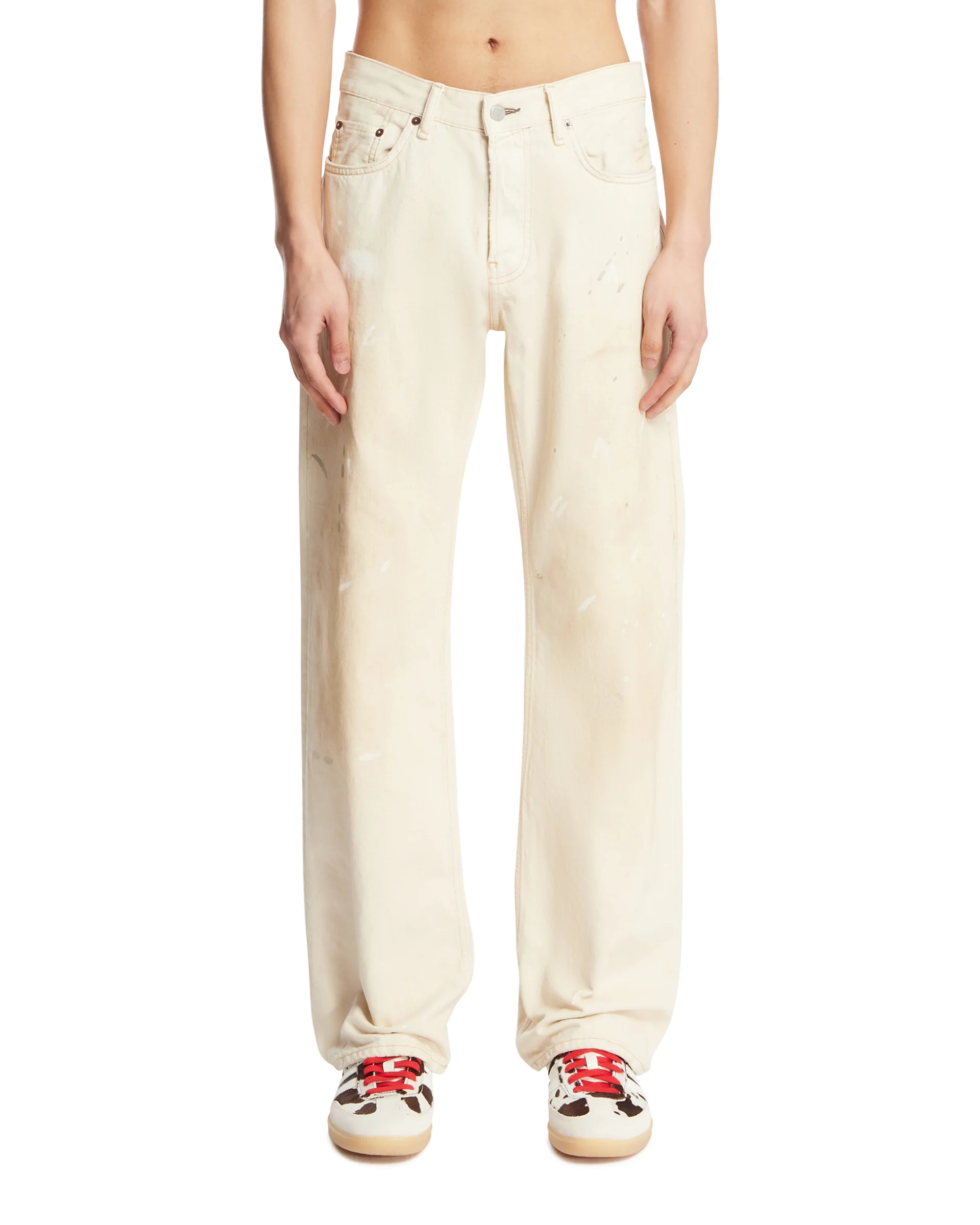 Jeans Con Dettagli Dipinti Bianchi