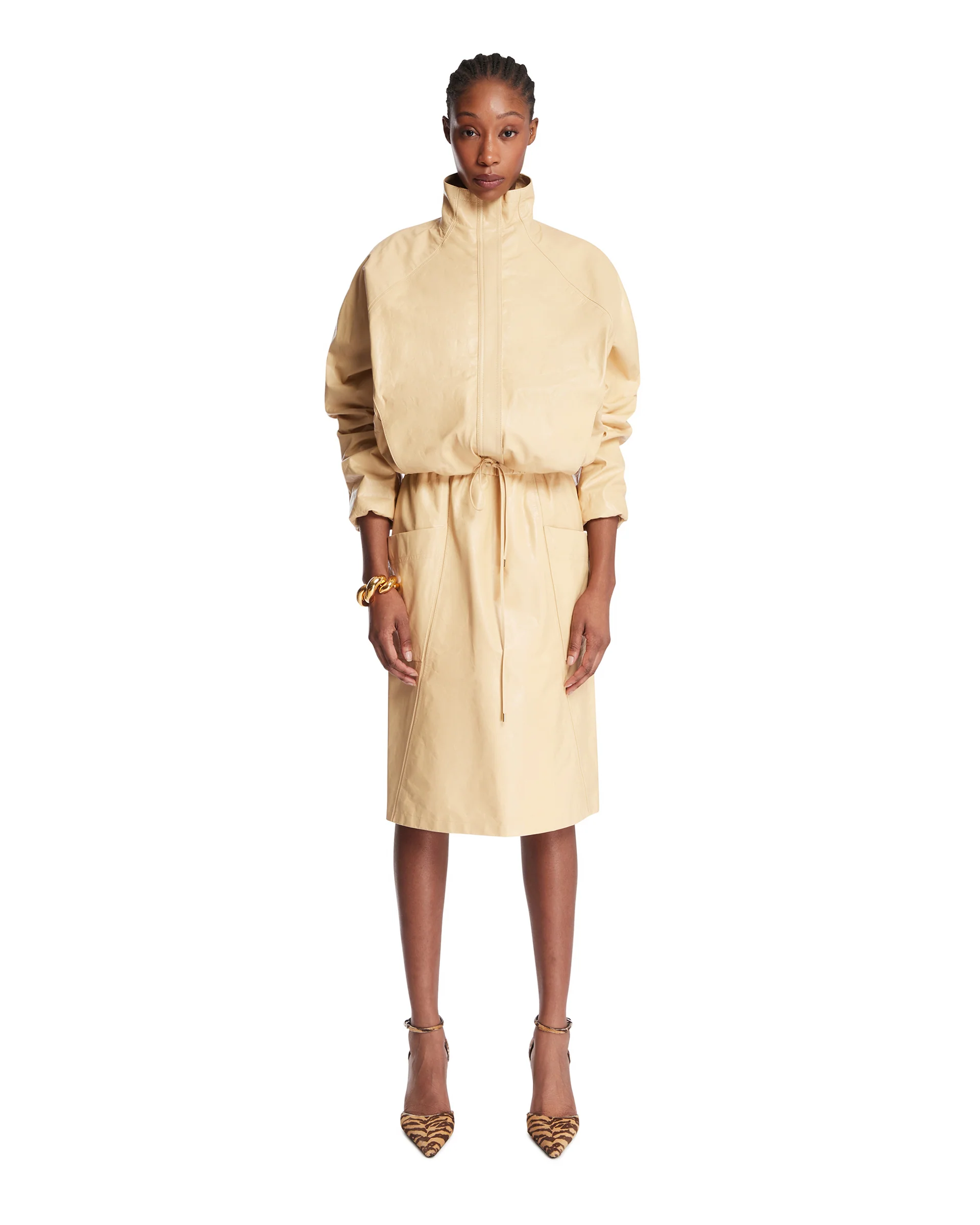 Giacca In Pelle Beige - Image 3