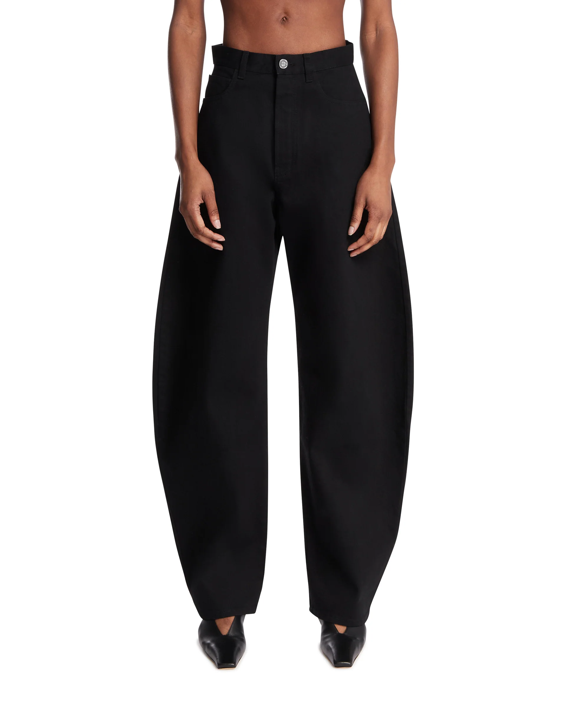 Pantaloni Arrotondati In Denim Neri
