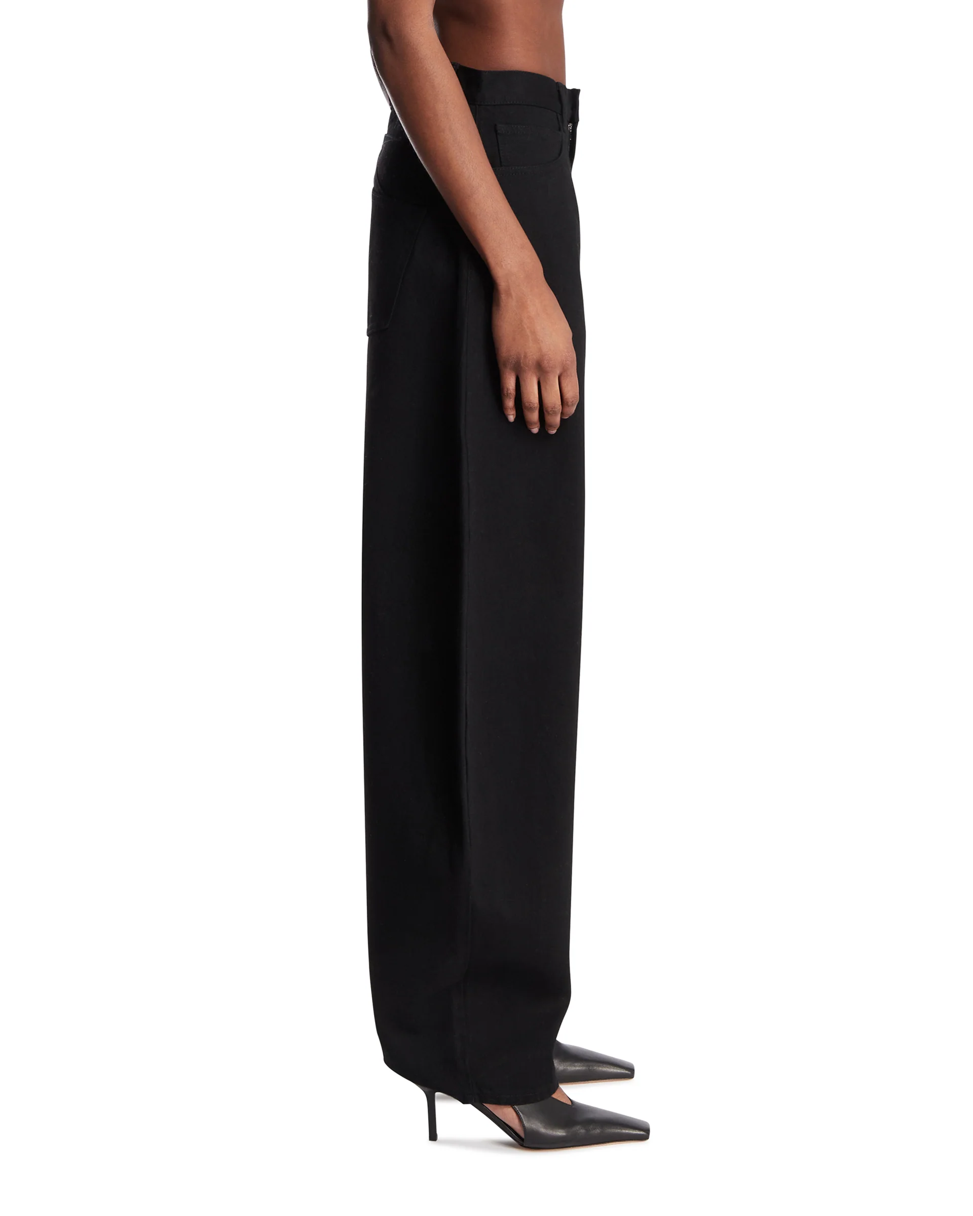 Pantaloni Arrotondati In Denim Neri - Image 4