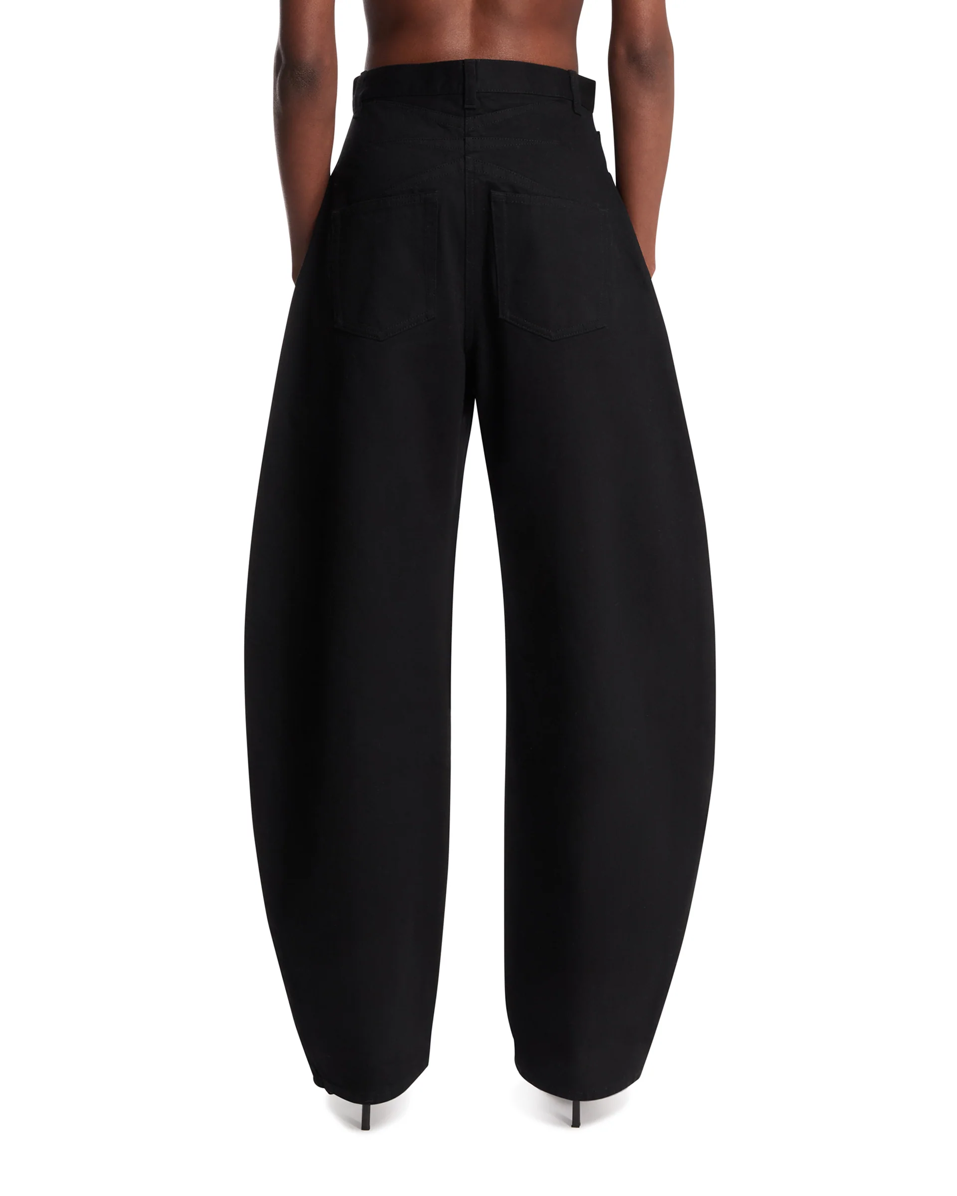 Pantaloni Arrotondati In Denim Neri - Image 5