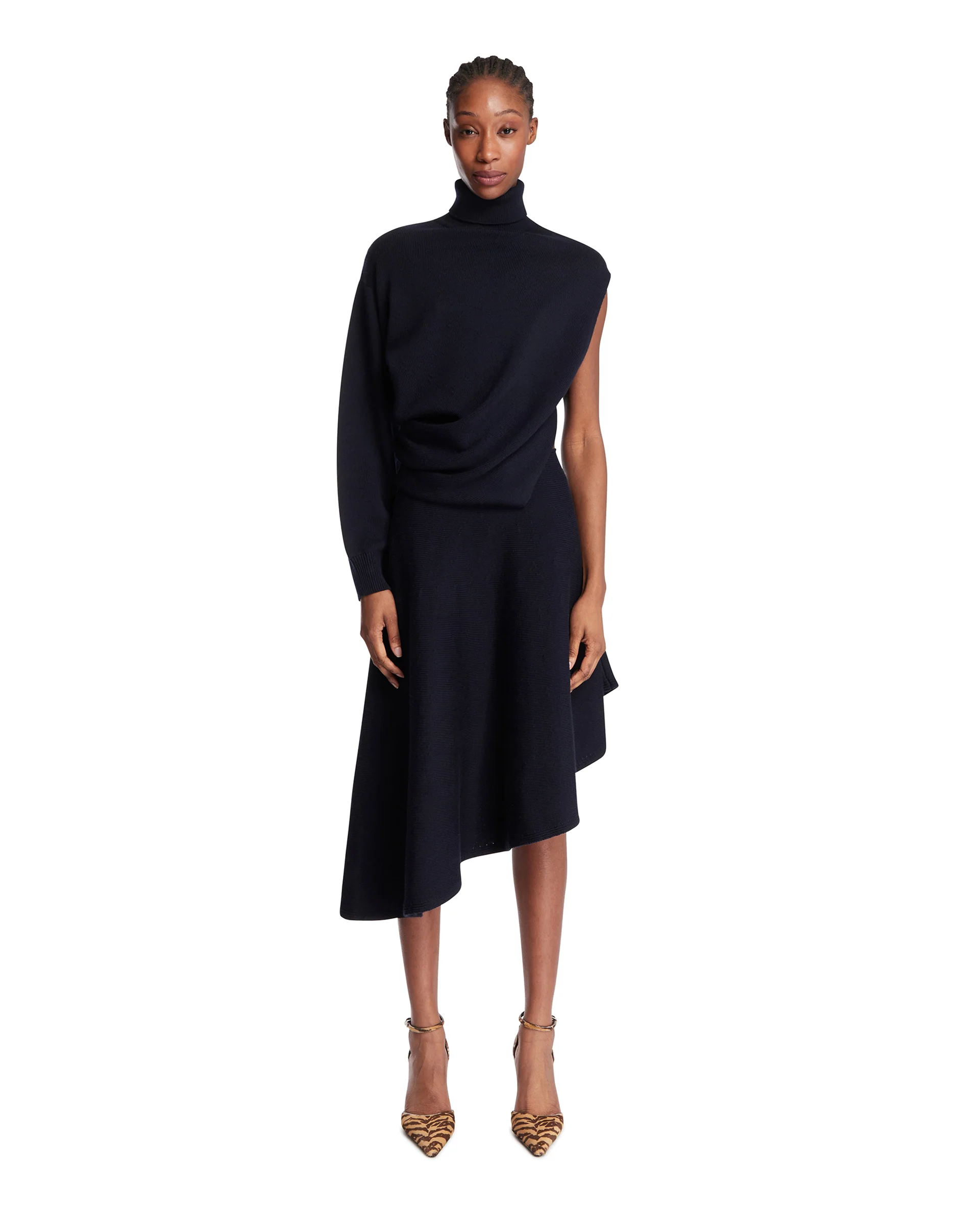 Abito Cut-Out In Lana Nero