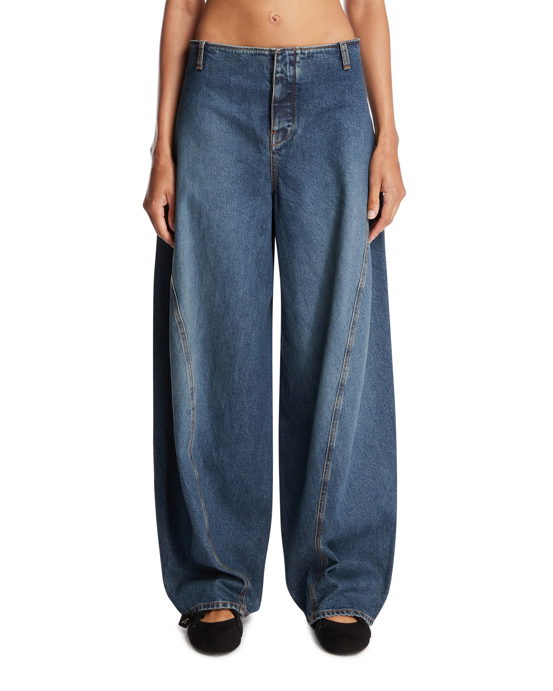 Pantaloni Cargo In Denim Blu