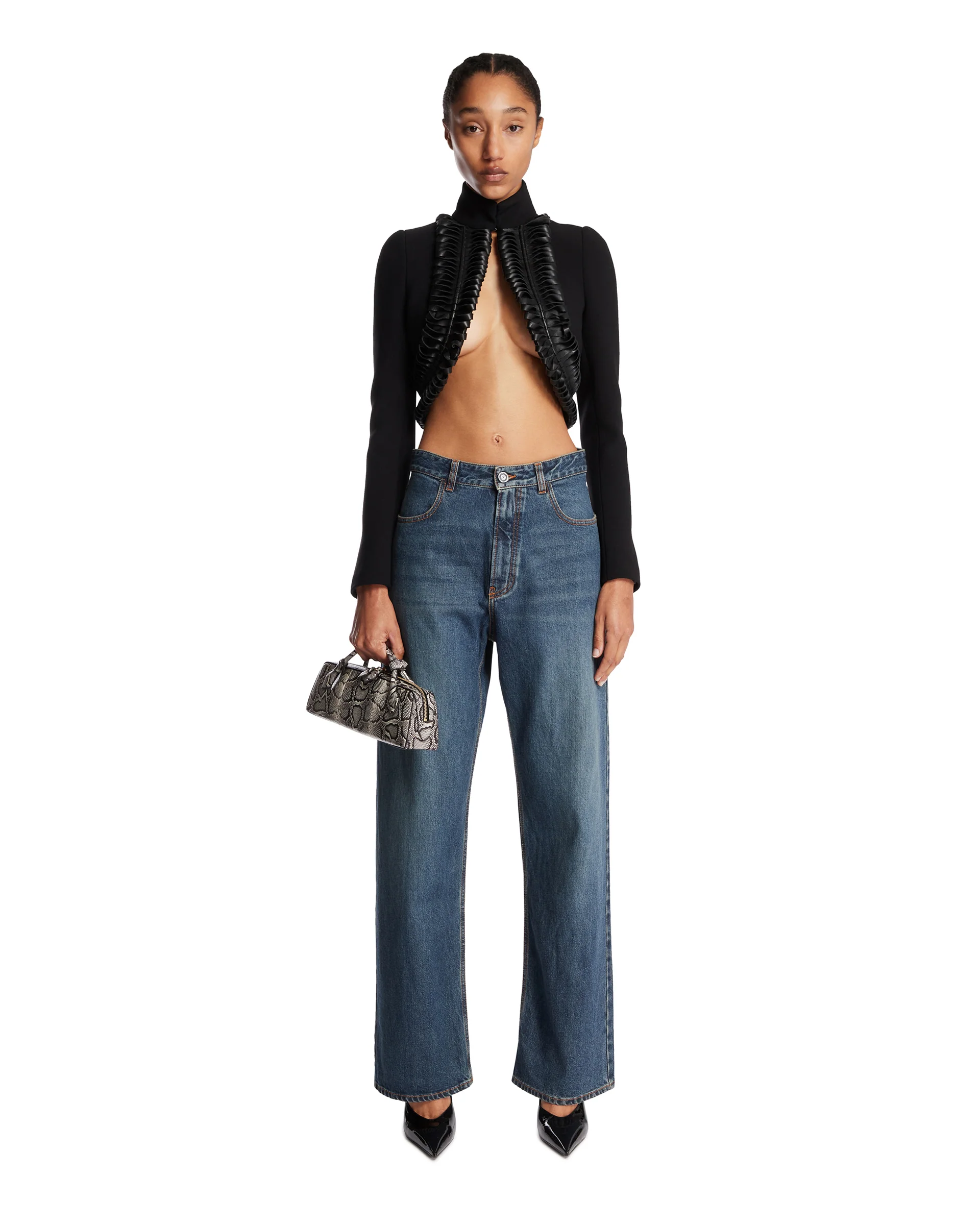 Pantaloni A Vita Bassa In Denim Blu - Image 3