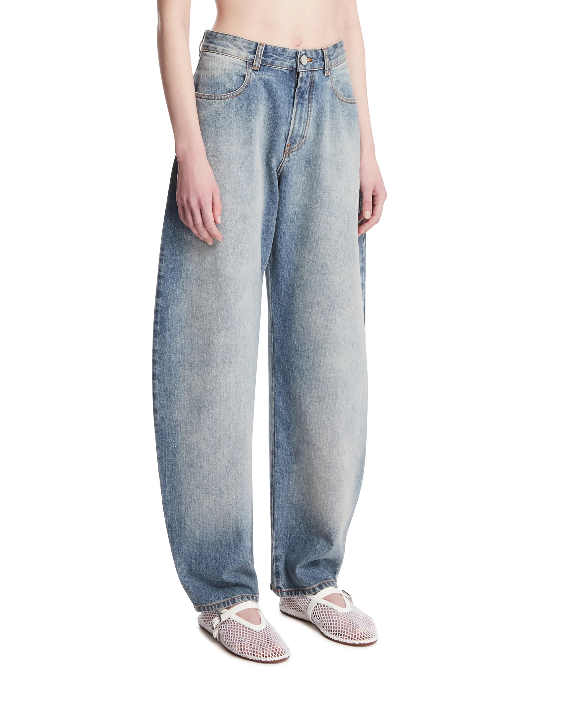 Jeans Arrotondati A Vita Bassa Blu - Image 2
