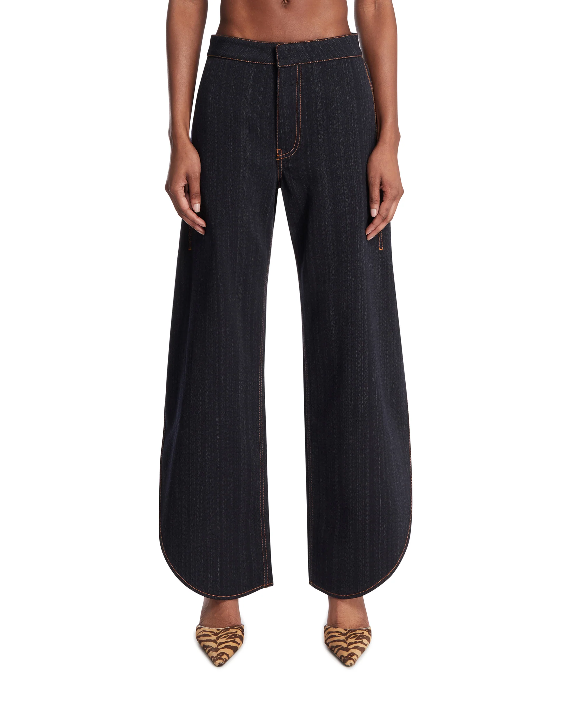 Pantaloni A Petalo In Denim Blu