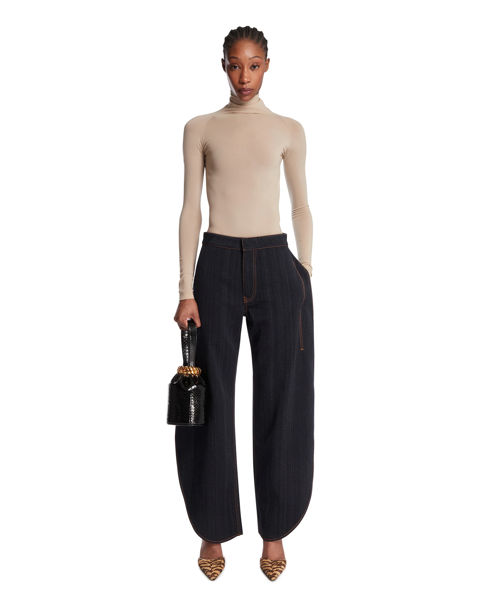 Pantaloni A Petalo In Denim Blu - Image 3