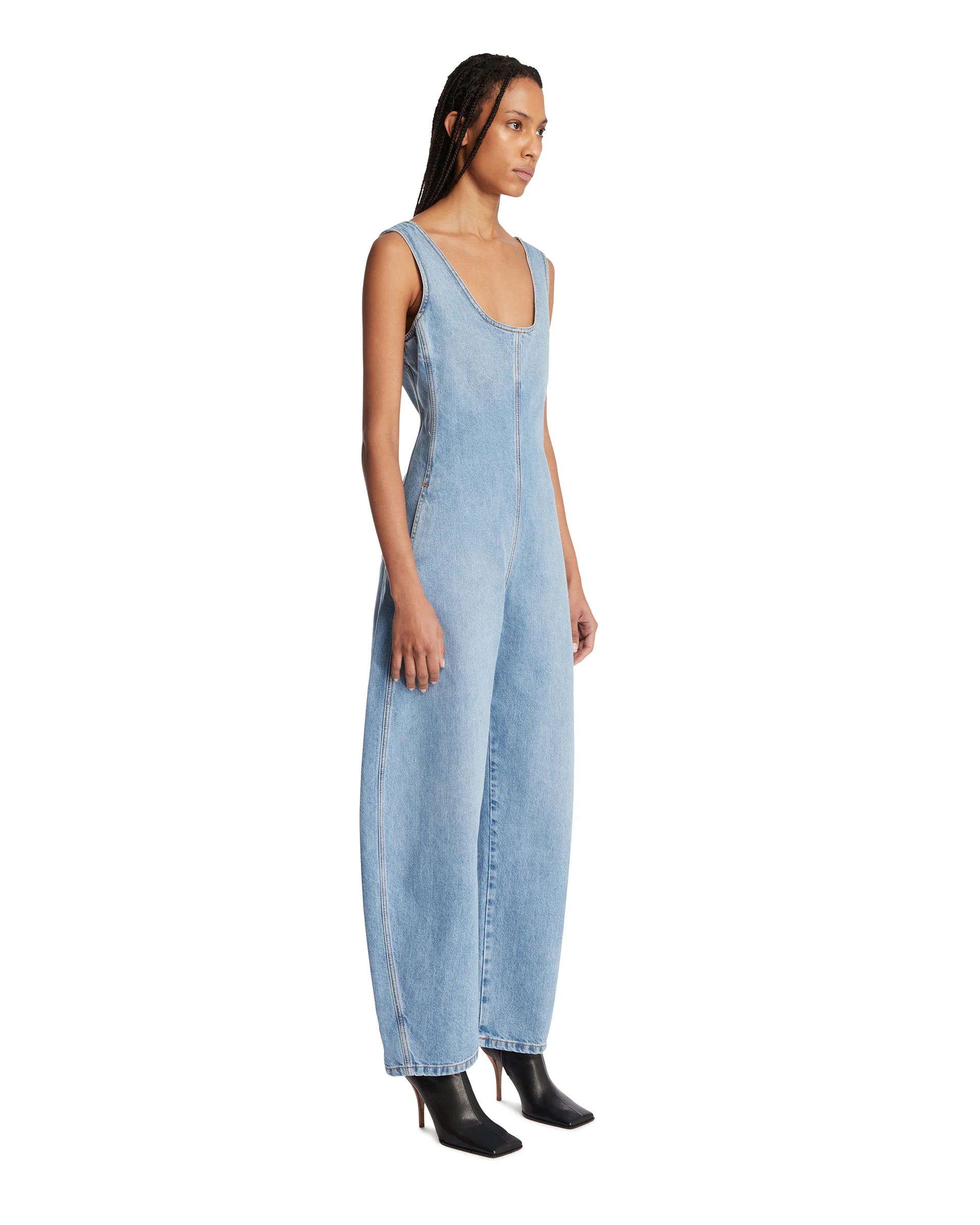 Tuta Arrotondata In Denim Blu - Image 2