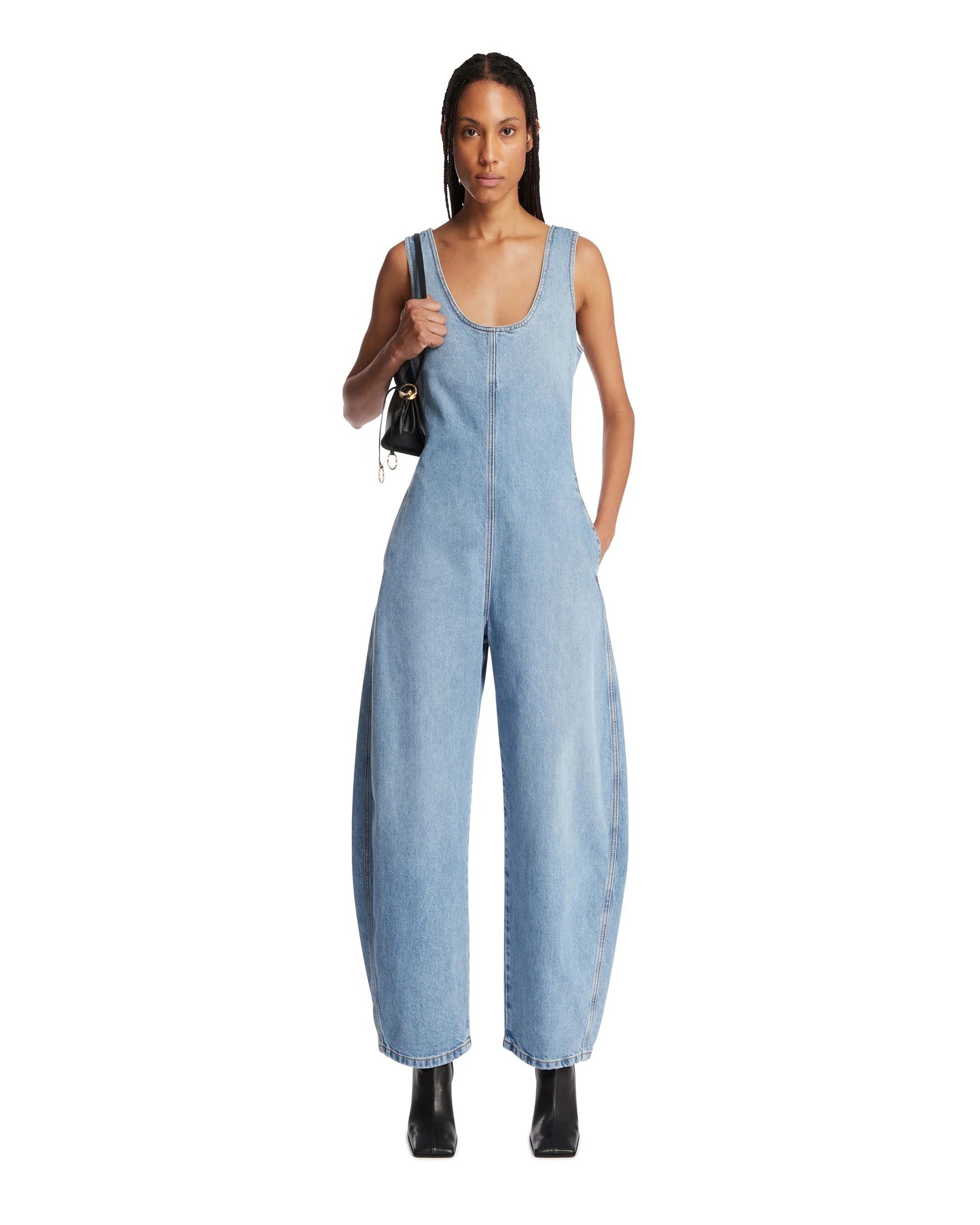 Tuta Arrotondata In Denim Blu - Image 3