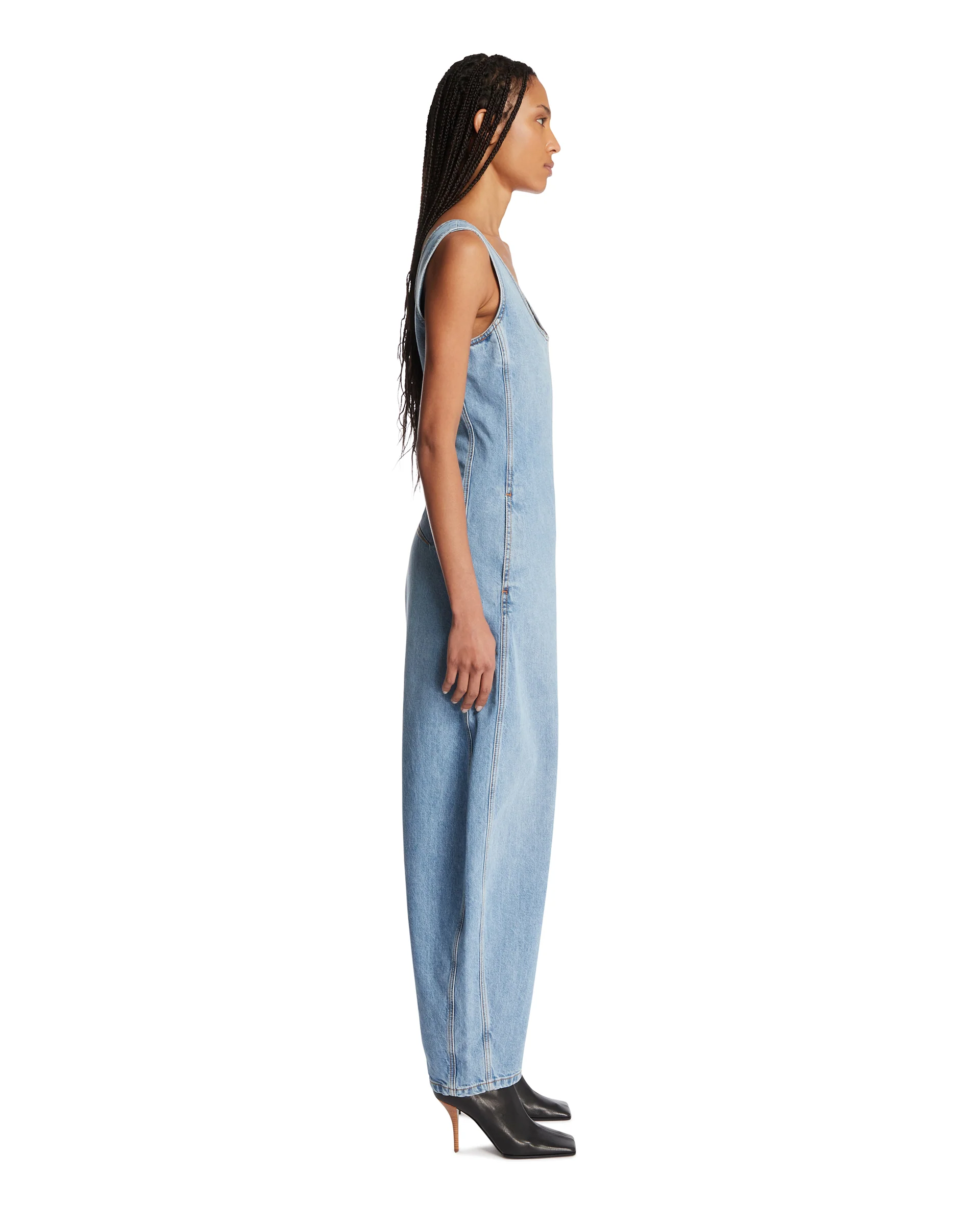 Tuta Arrotondata In Denim Blu - Image 4