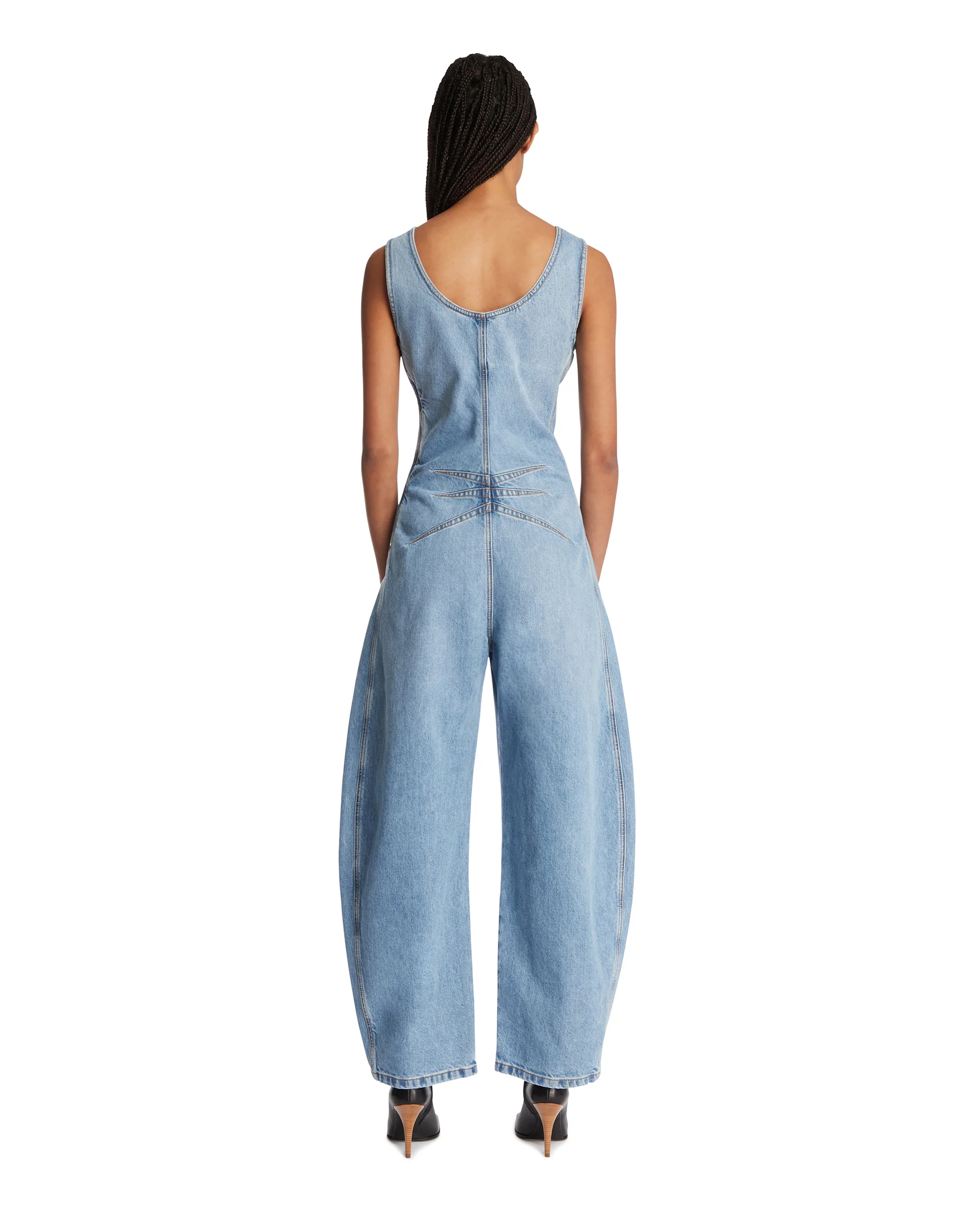 Tuta Arrotondata In Denim Blu - Image 5