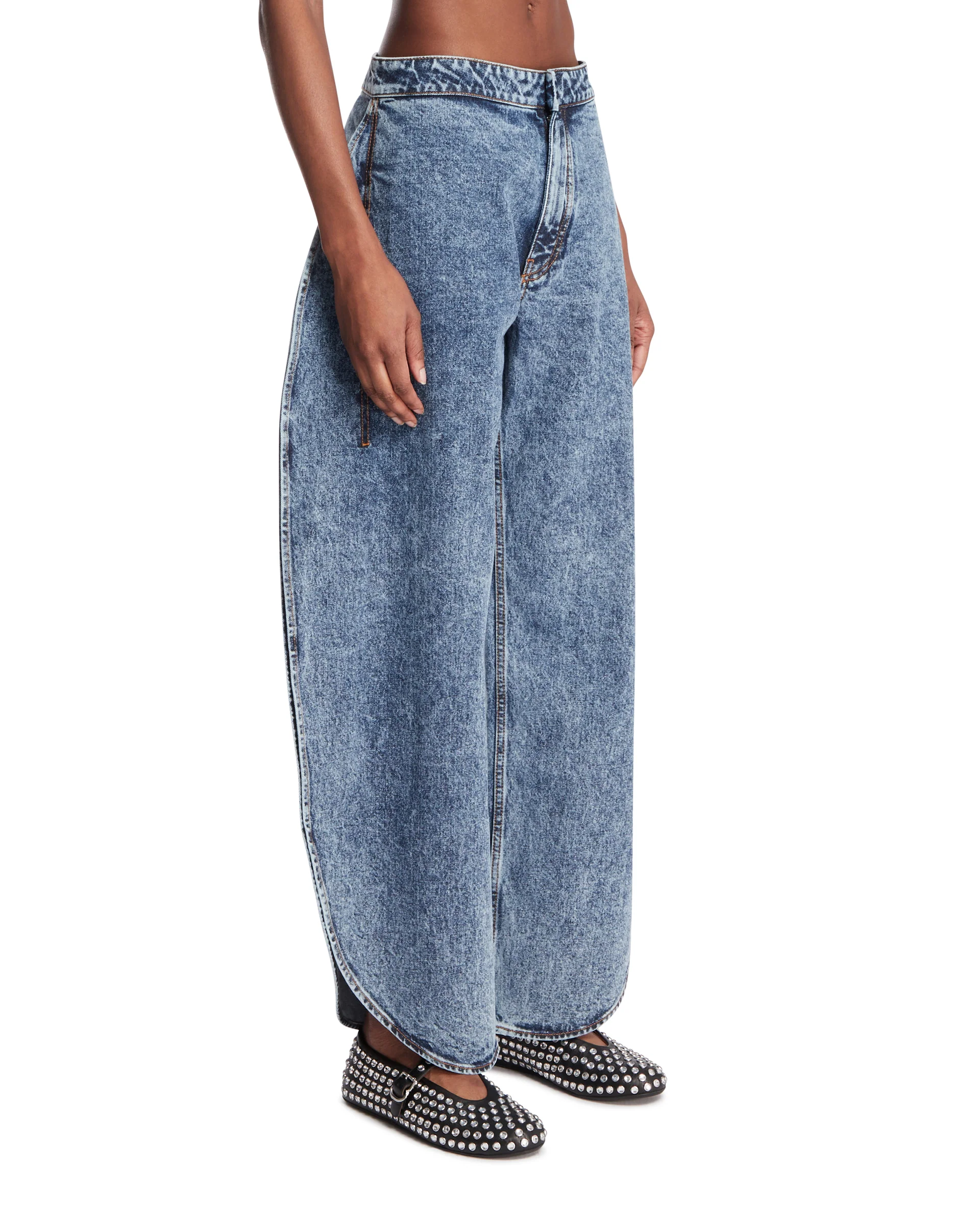 Pantaloni A Petalo In Denim Blu - Image 2