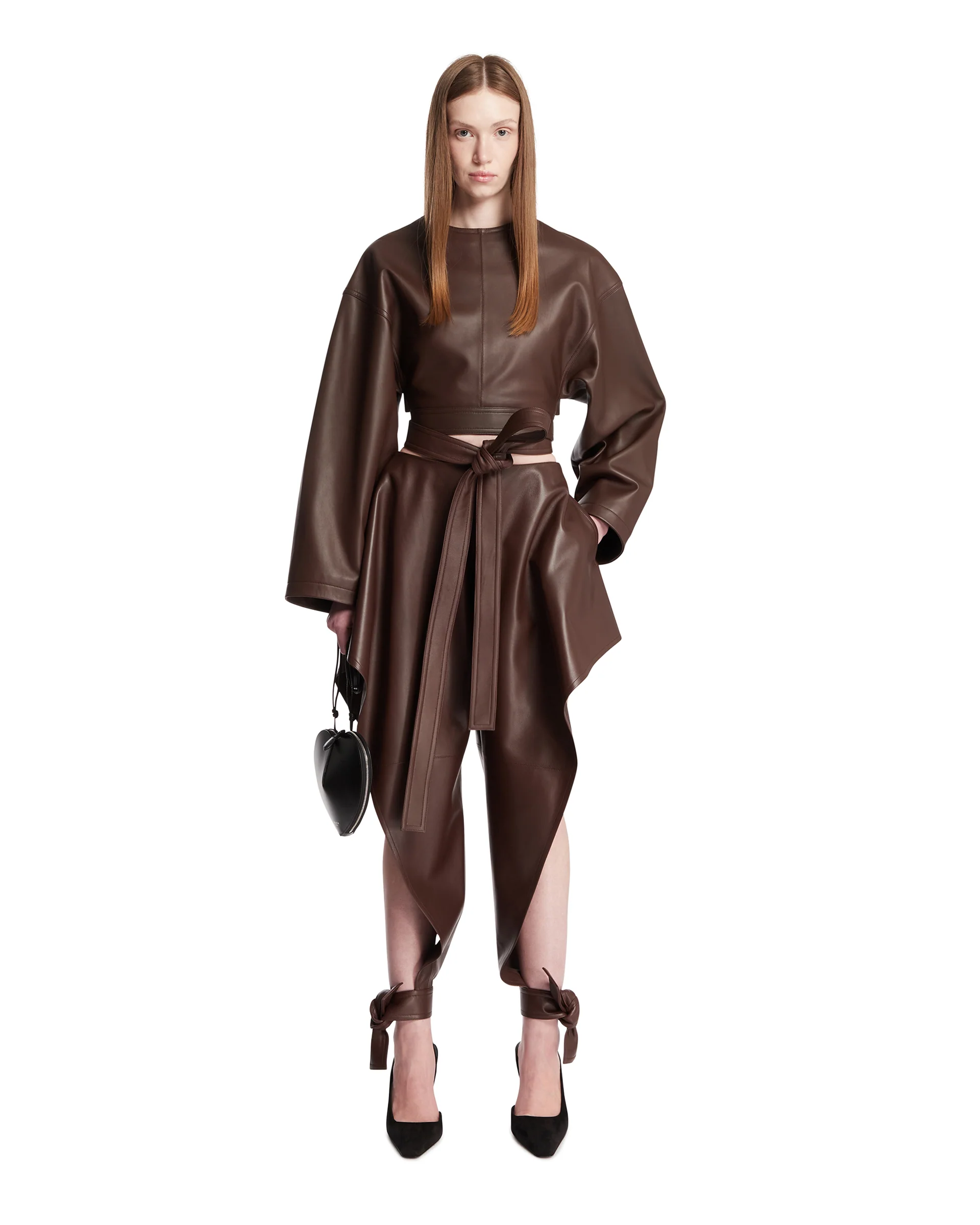 Top Con Cintura In Pelle Marrone - Image 3