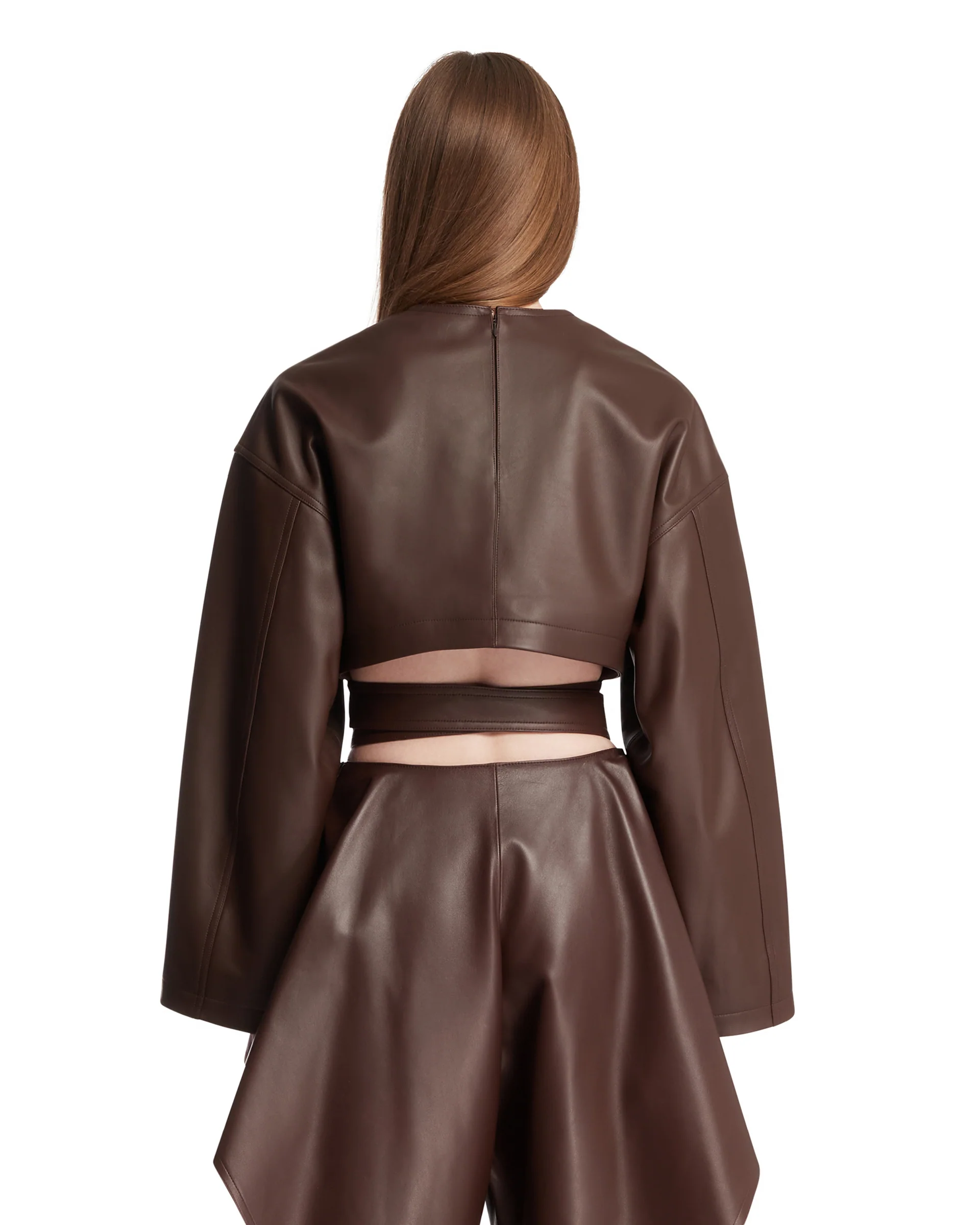 Top Con Cintura In Pelle Marrone - Image 5