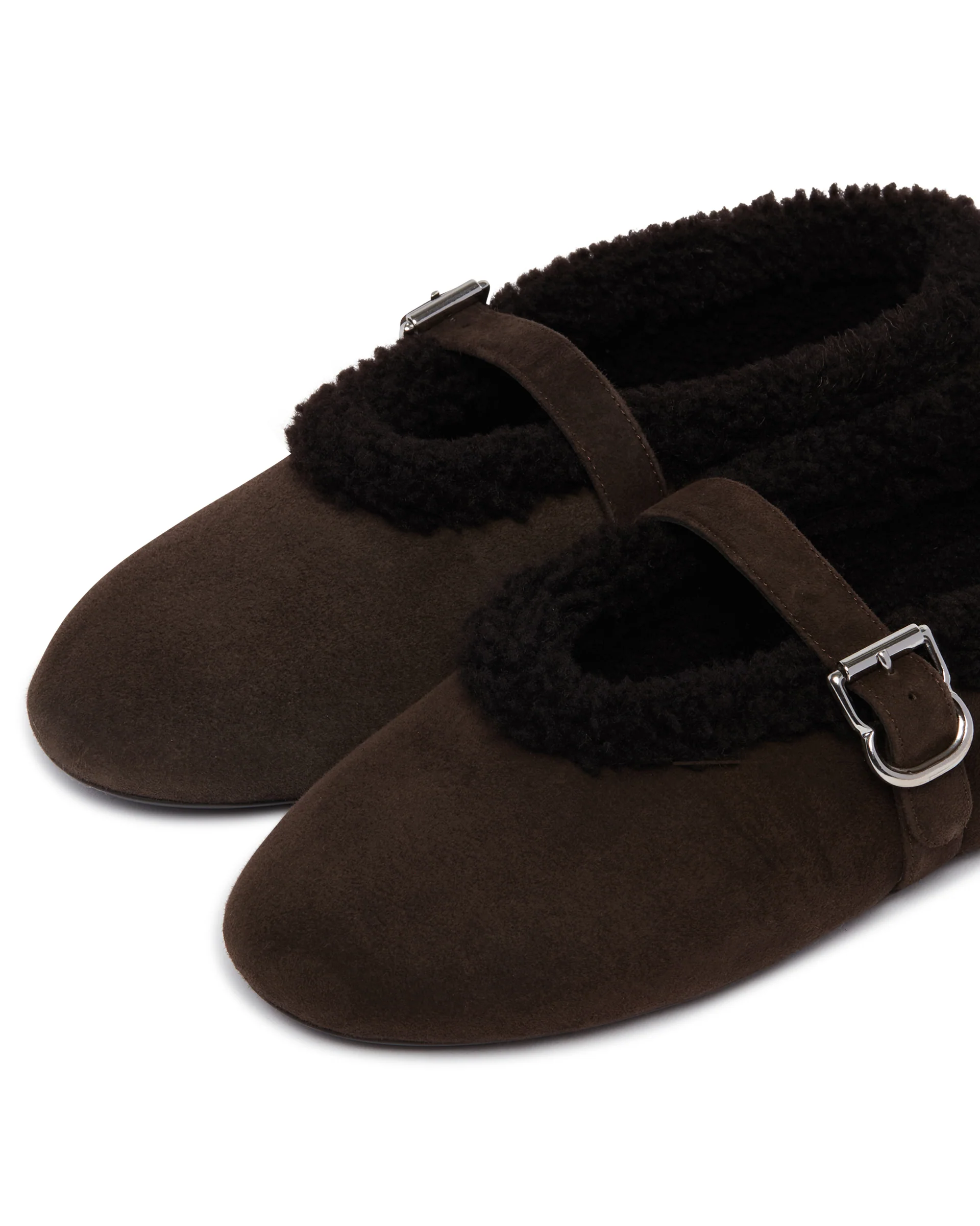 Ballerine Flat In Shearling Marroni - Image 10