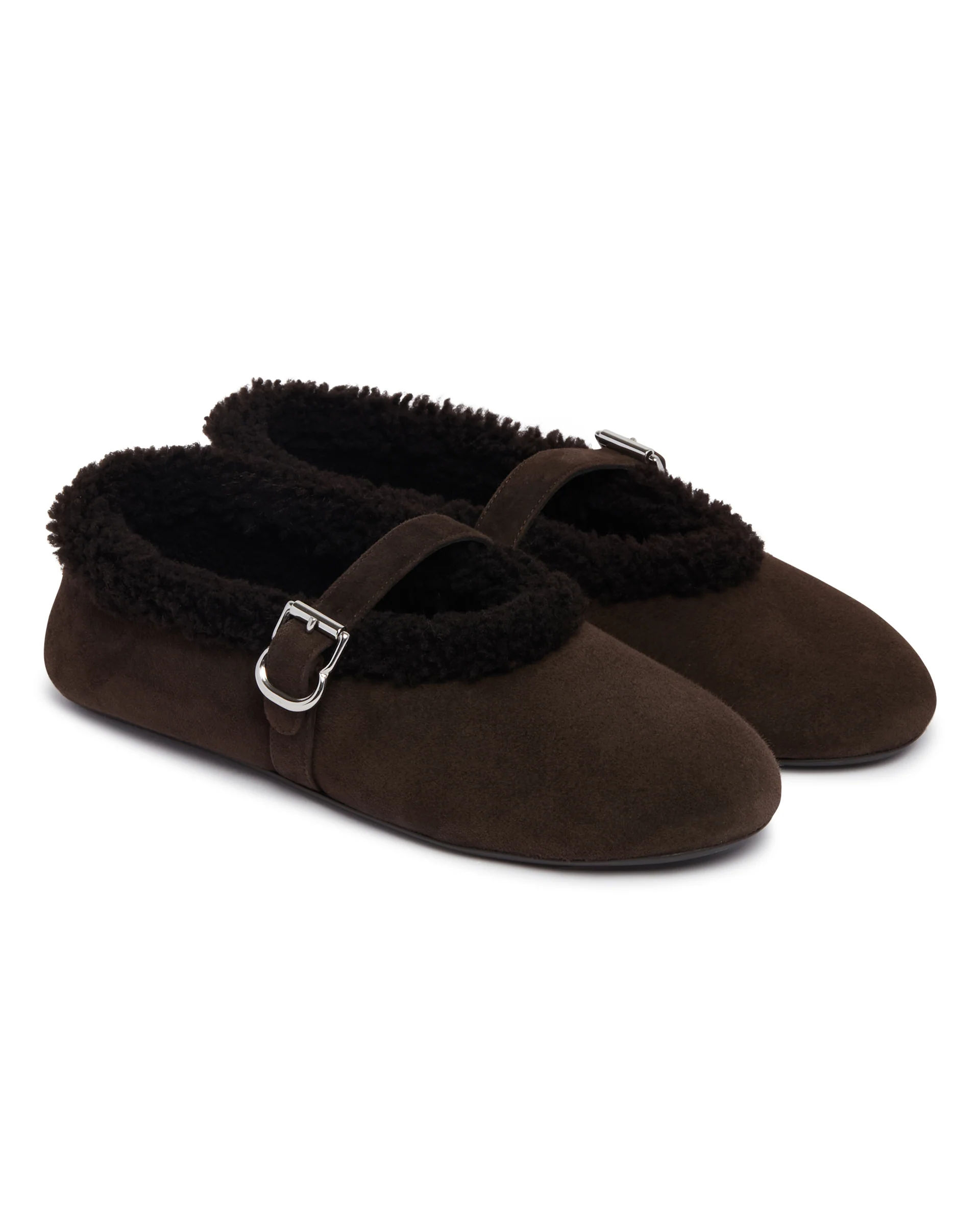 Ballerine Flat In Shearling Marroni - Image 4