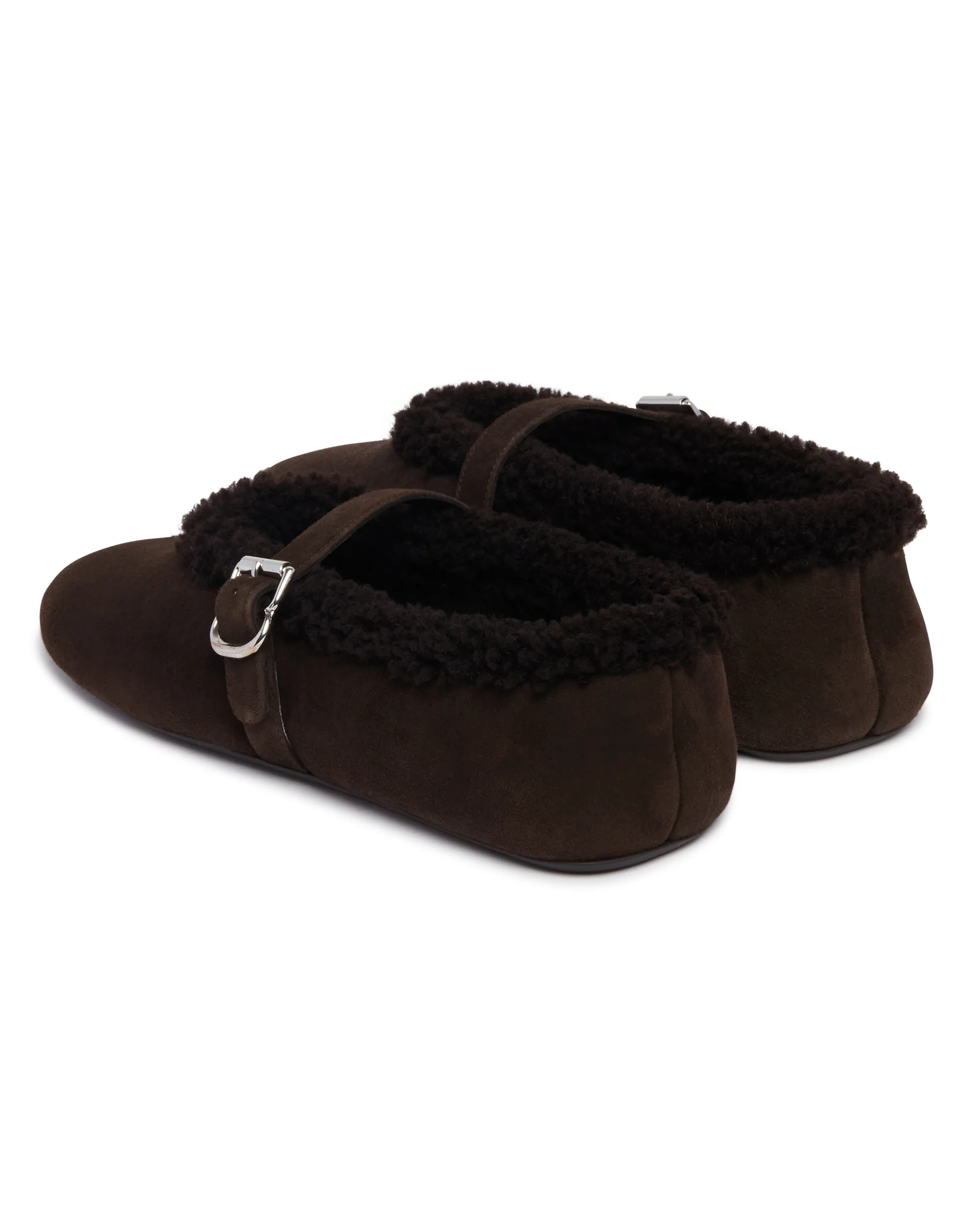 Ballerine Flat In Shearling Marroni - Image 9
