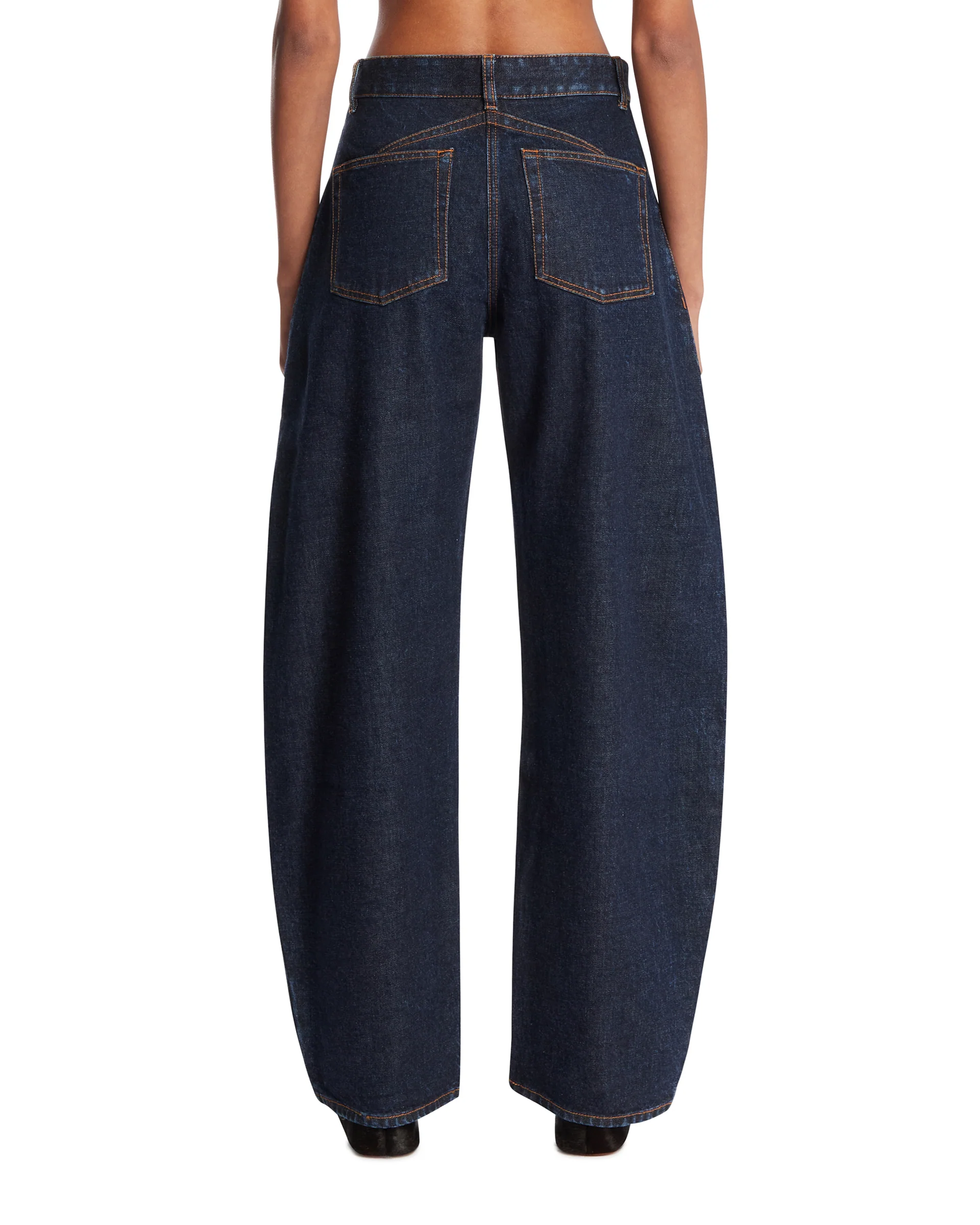 Pantaloni Arrotondati In Denim Blu Scuro - Image 5