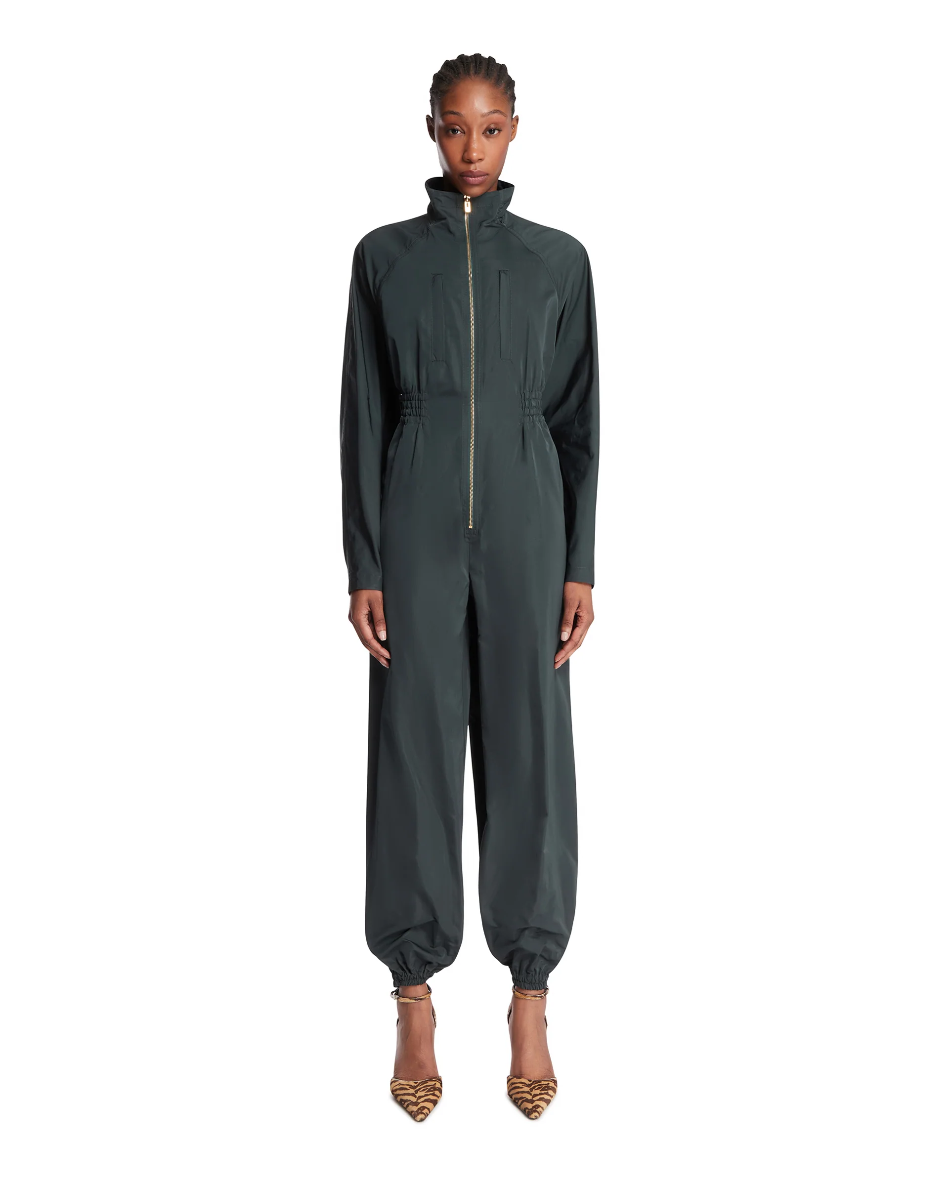 Jumpsuit In Misto Seta Verde