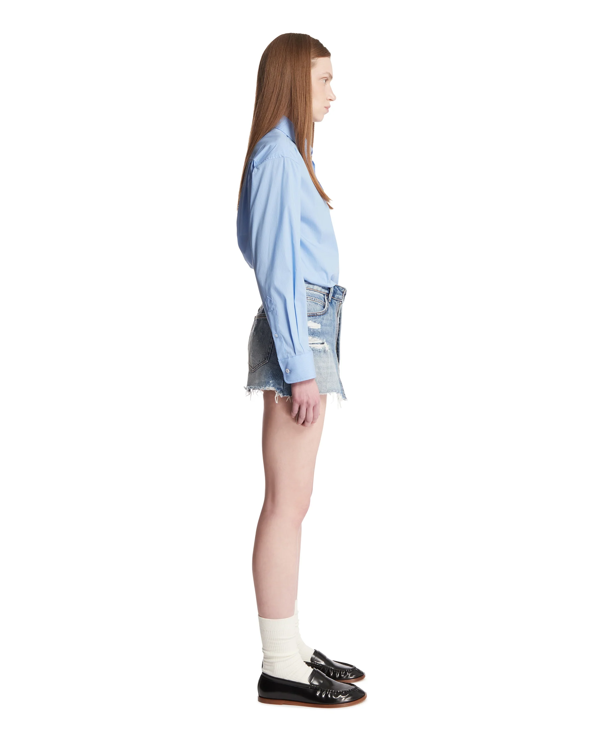 Skort Romper In Denim Blu - Image 4