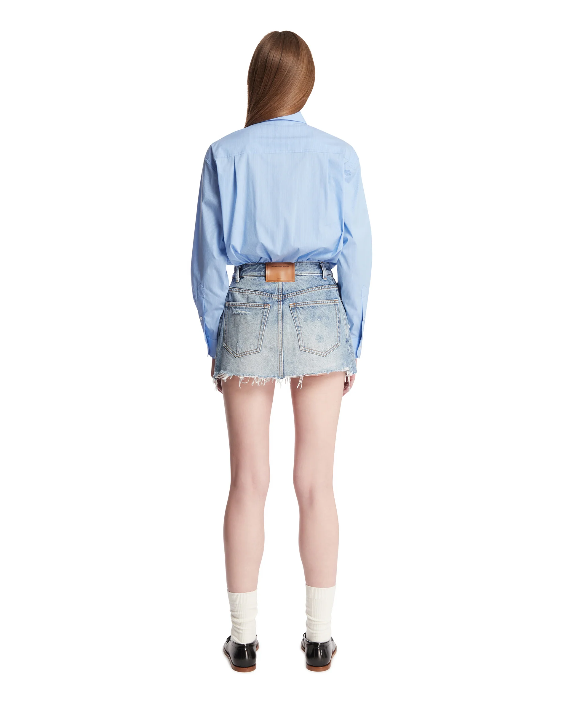 Skort Romper In Denim Blu - Image 5