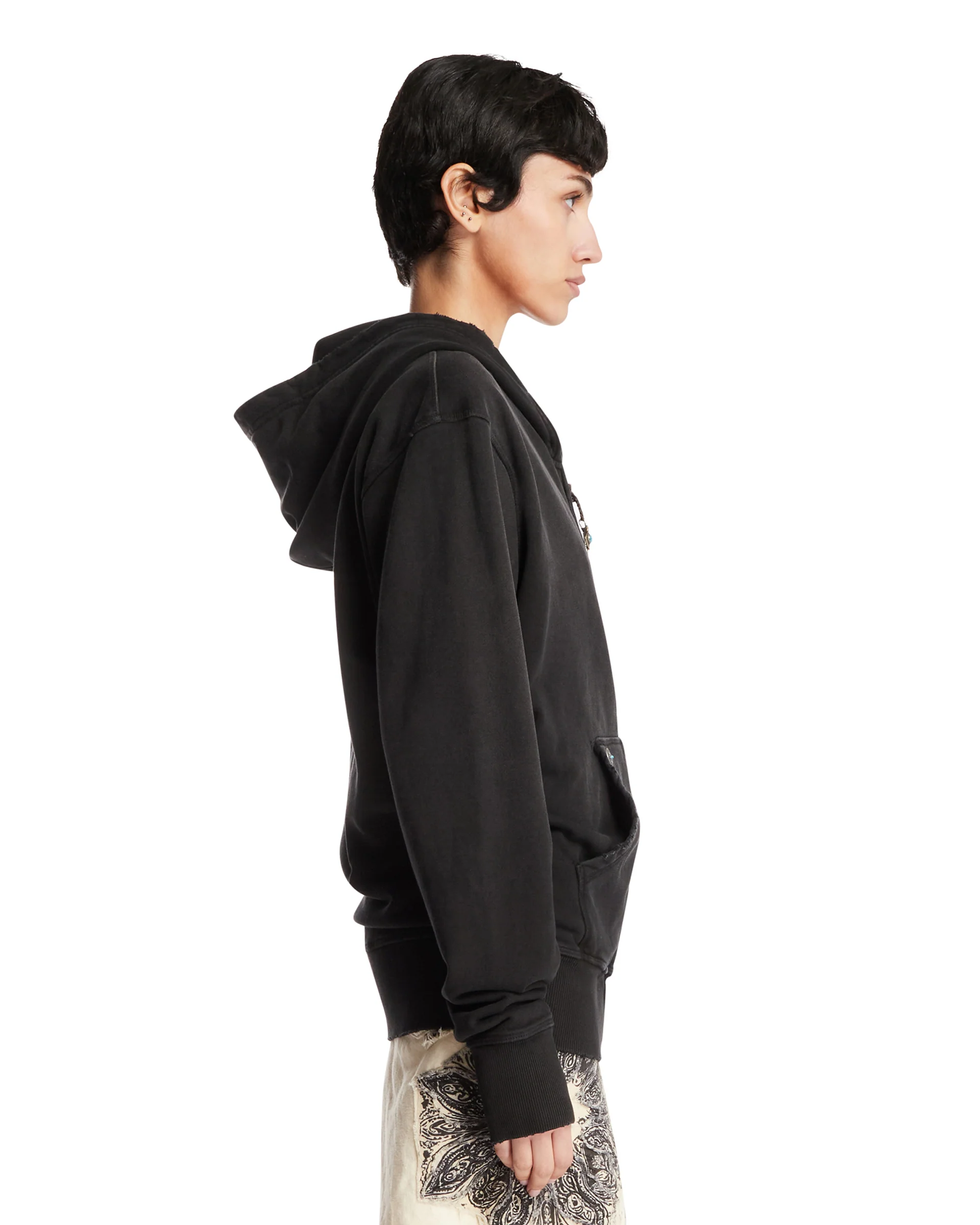 Felpa Con Zip In Cotone Nera - Image 4