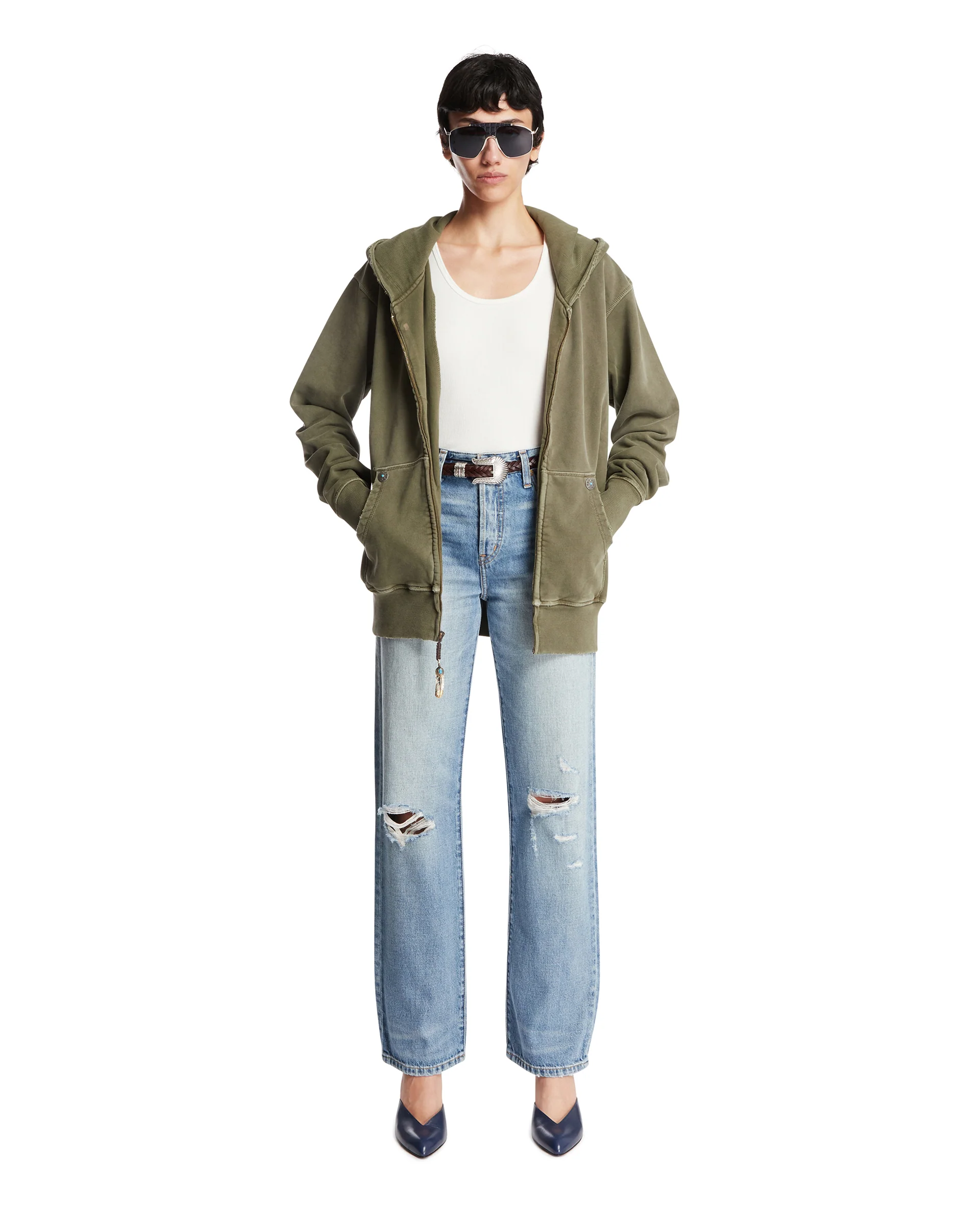 Felpa Con Zip In Cotone Verde - Image 3
