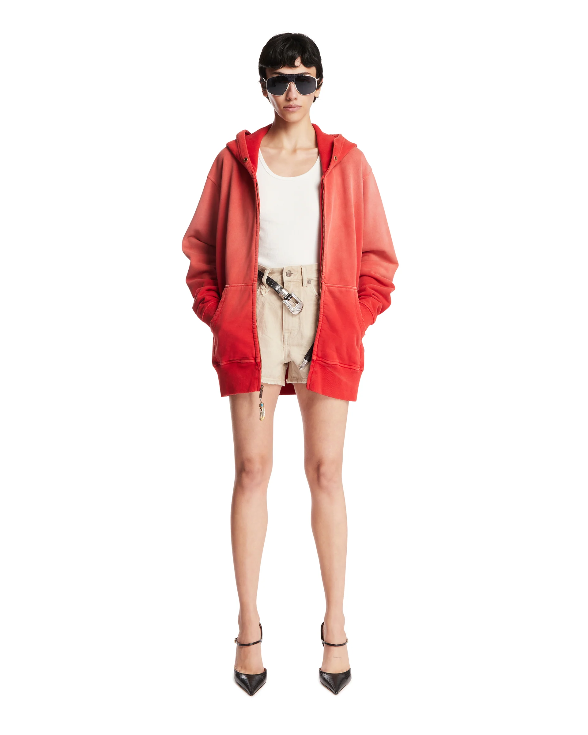 Felpa Con Zip In Cotone Rossa - Image 3