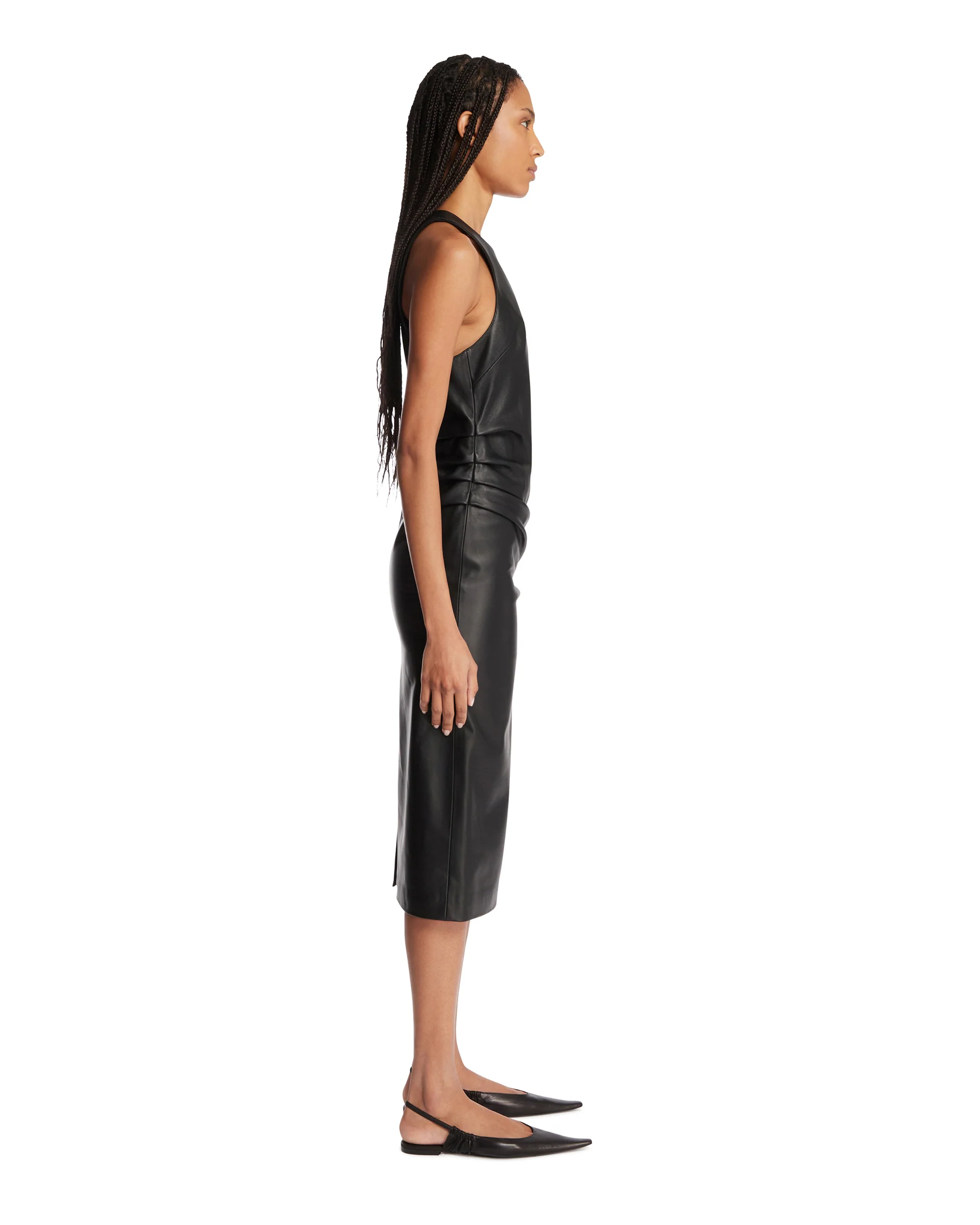 Abito Midi Pernilla In Pelle Nero - Image 4