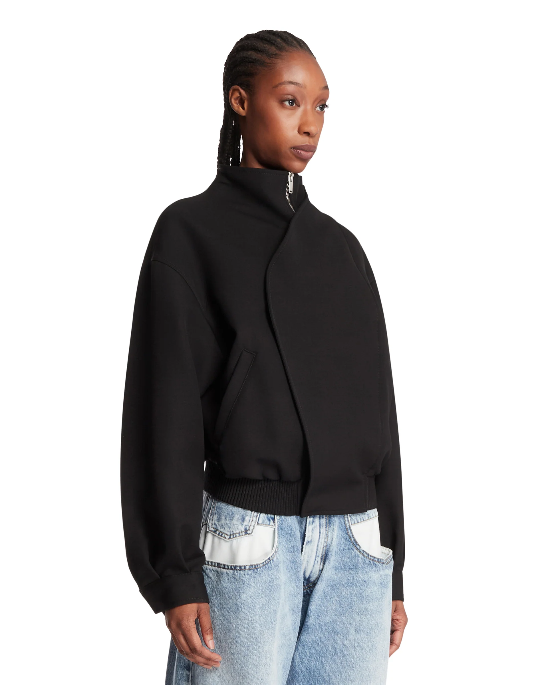 Giacca Bomber In Lana Nera - Image 2