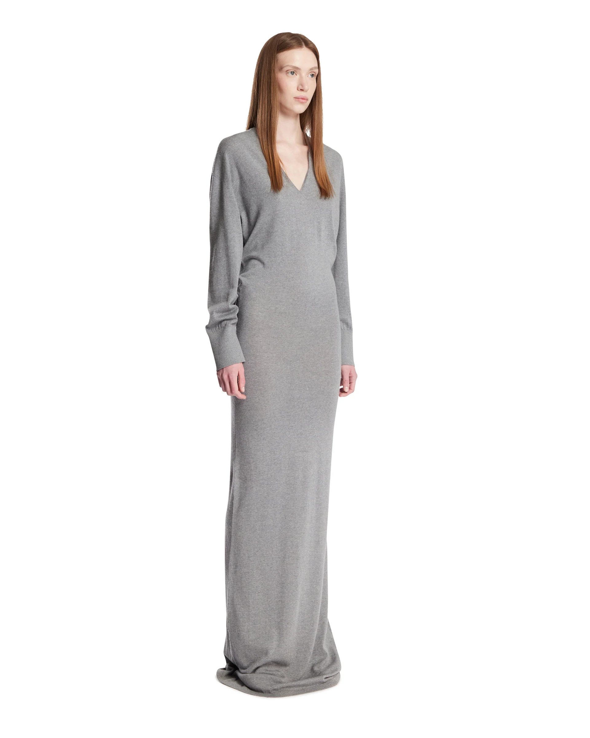 Abito Lungo In Lana E Cashmere Grigio - Image 2