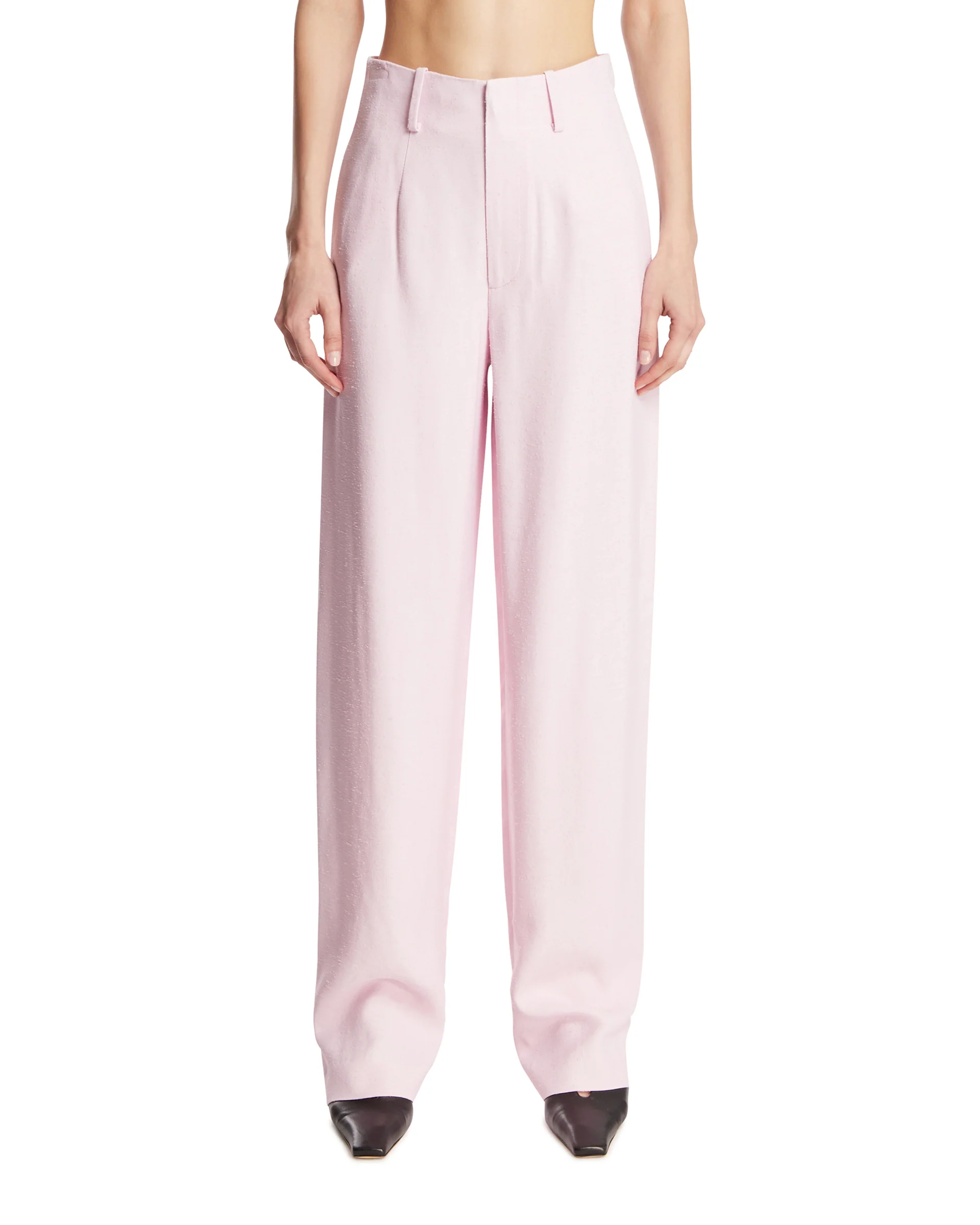 Pantaloni Temi In Viscosa Rosa