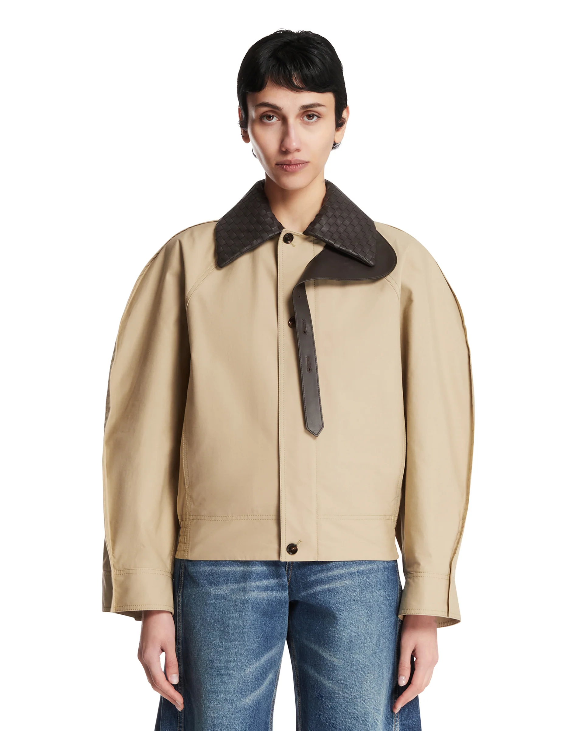 Giacca In Cotone Beige