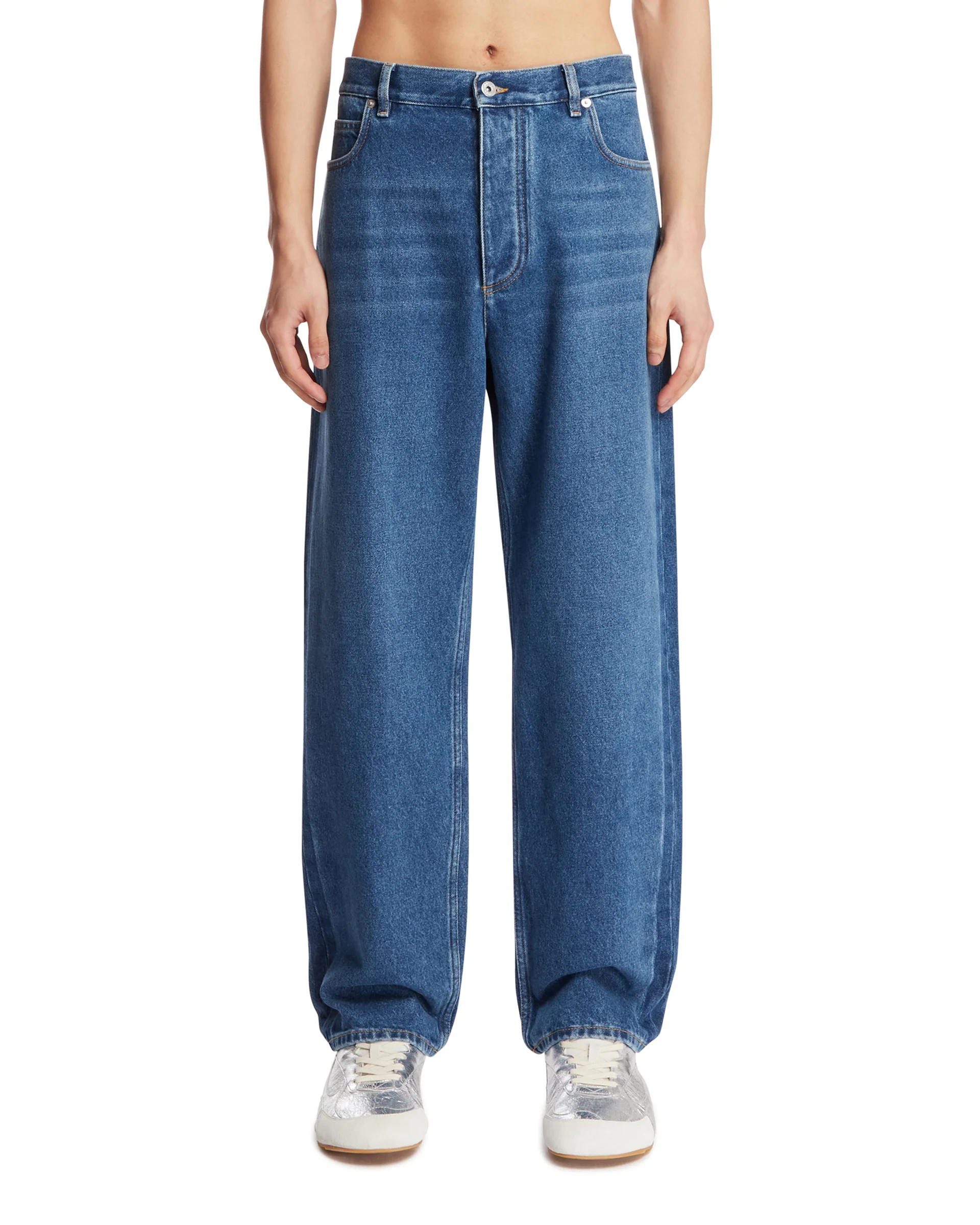 Jeans A Gamba Ampia Blu