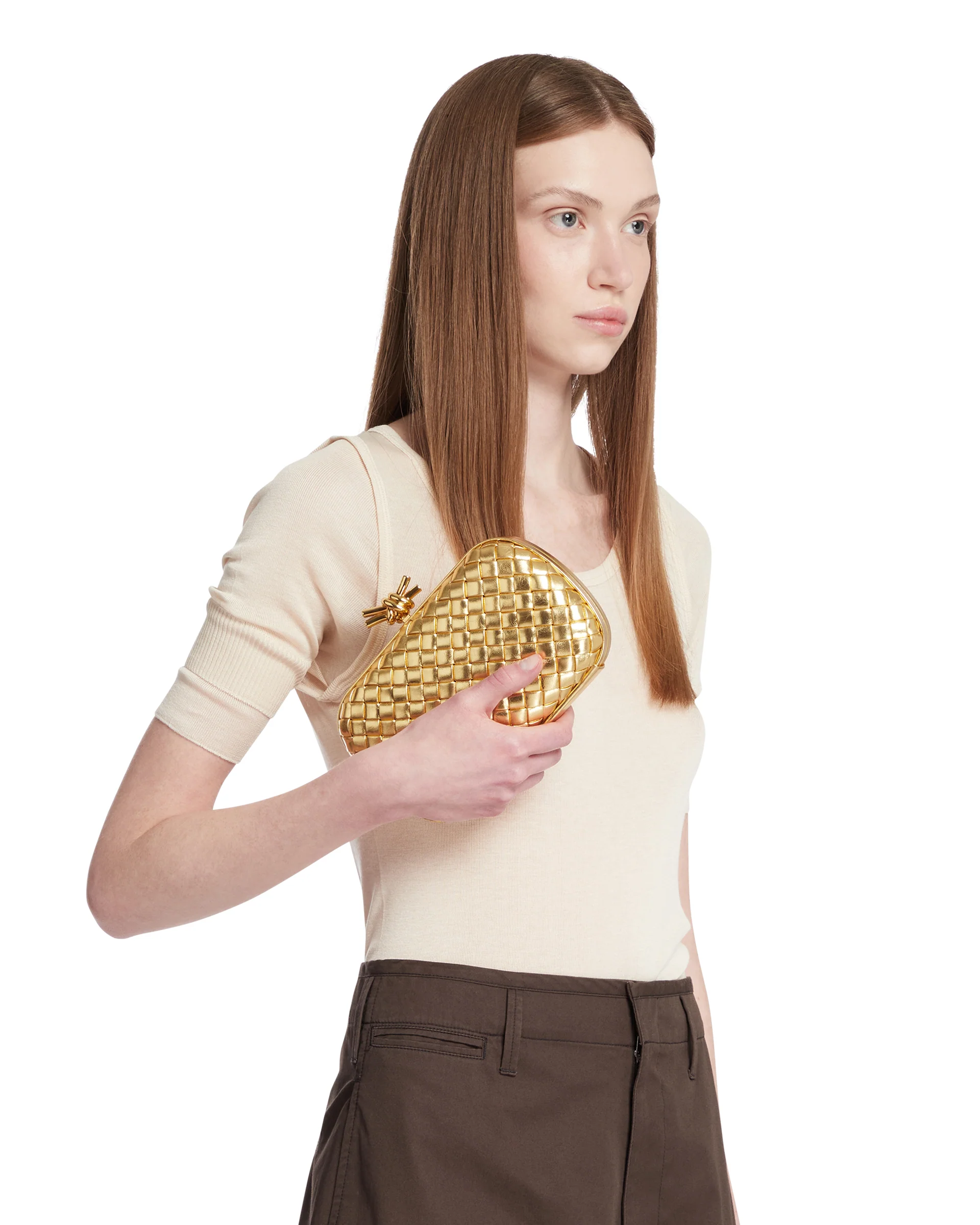 Clutch Knot In Pelle Dorata - Image 3