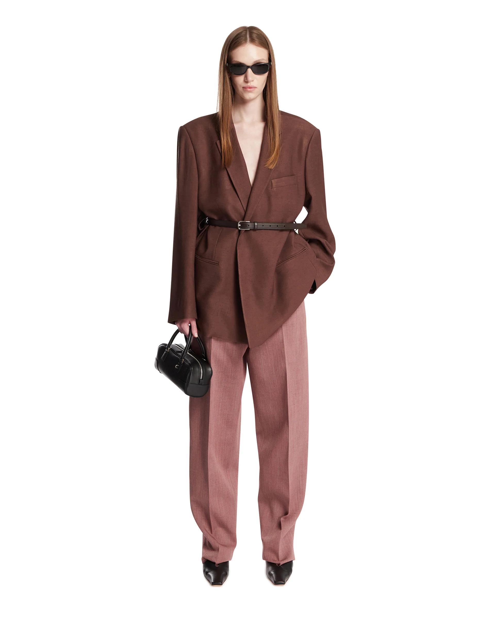 Pantaloni In Lana E Lino Rosa - Image 3