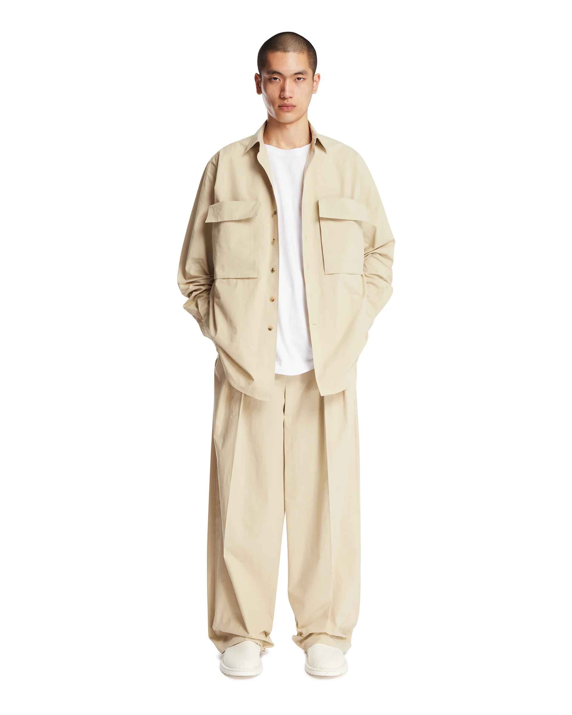 Camicia Con Tasche In Cotone Beige - Image 3