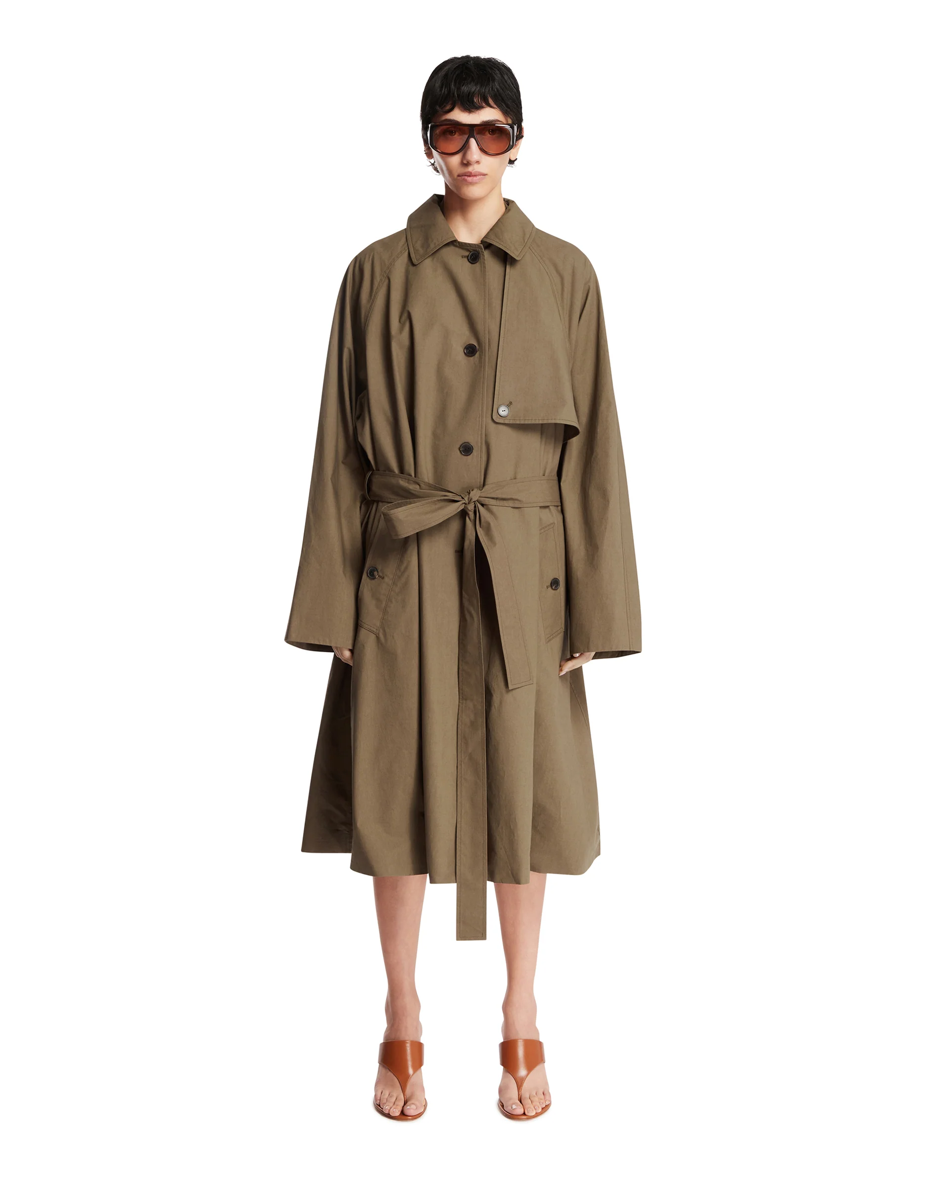 Trench Oversize In Seta Marrone