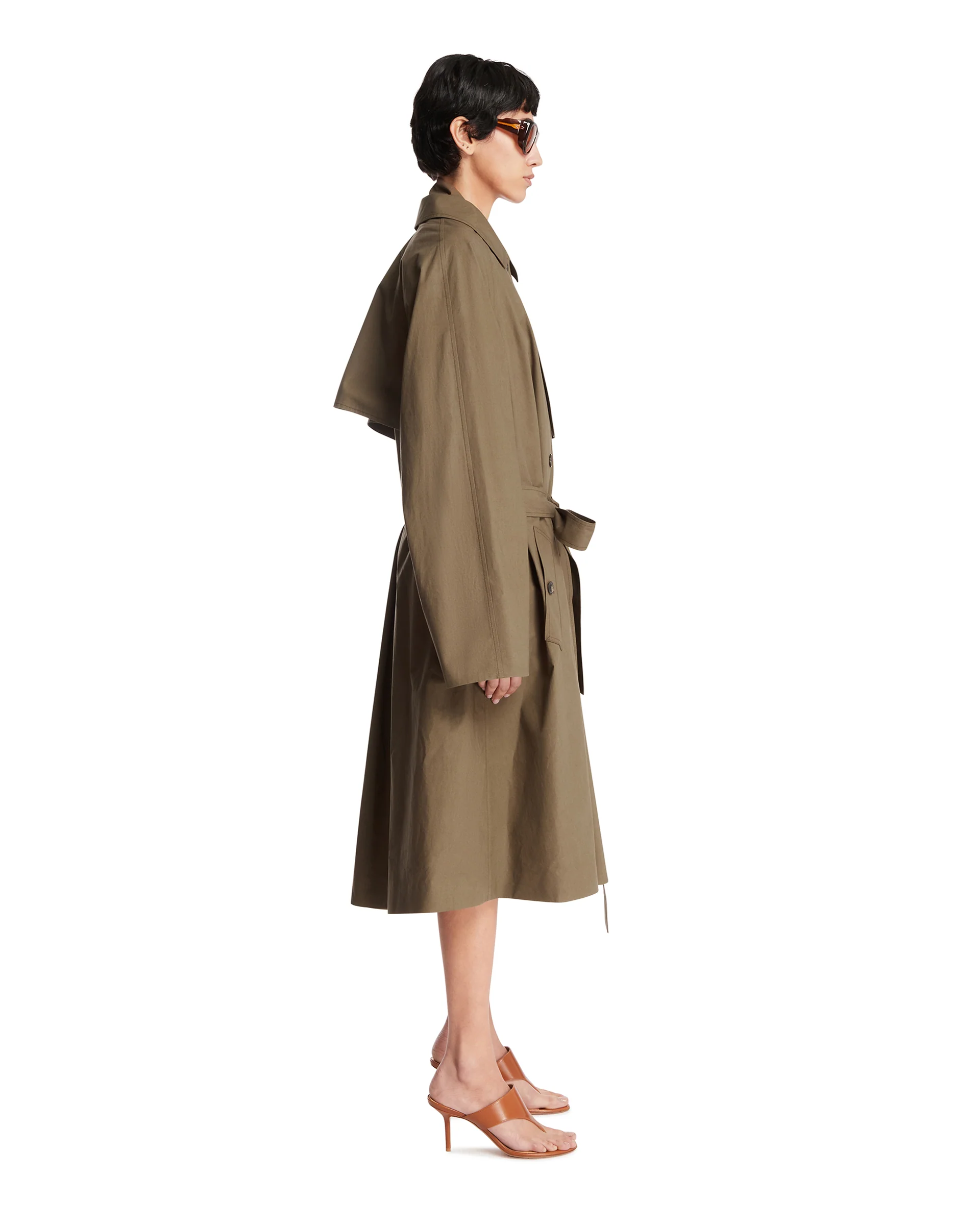Trench Oversize In Seta Marrone - Image 4