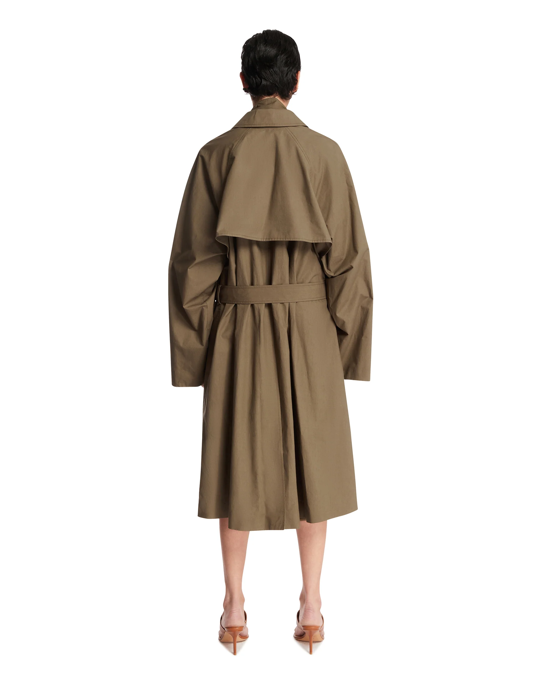 Trench Oversize In Seta Marrone - Image 5