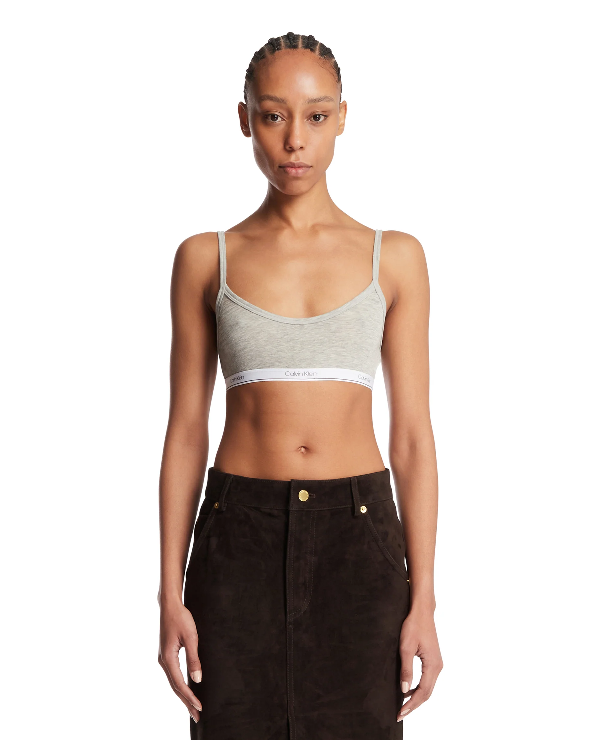 Brassiere Top Con Logo Grigio