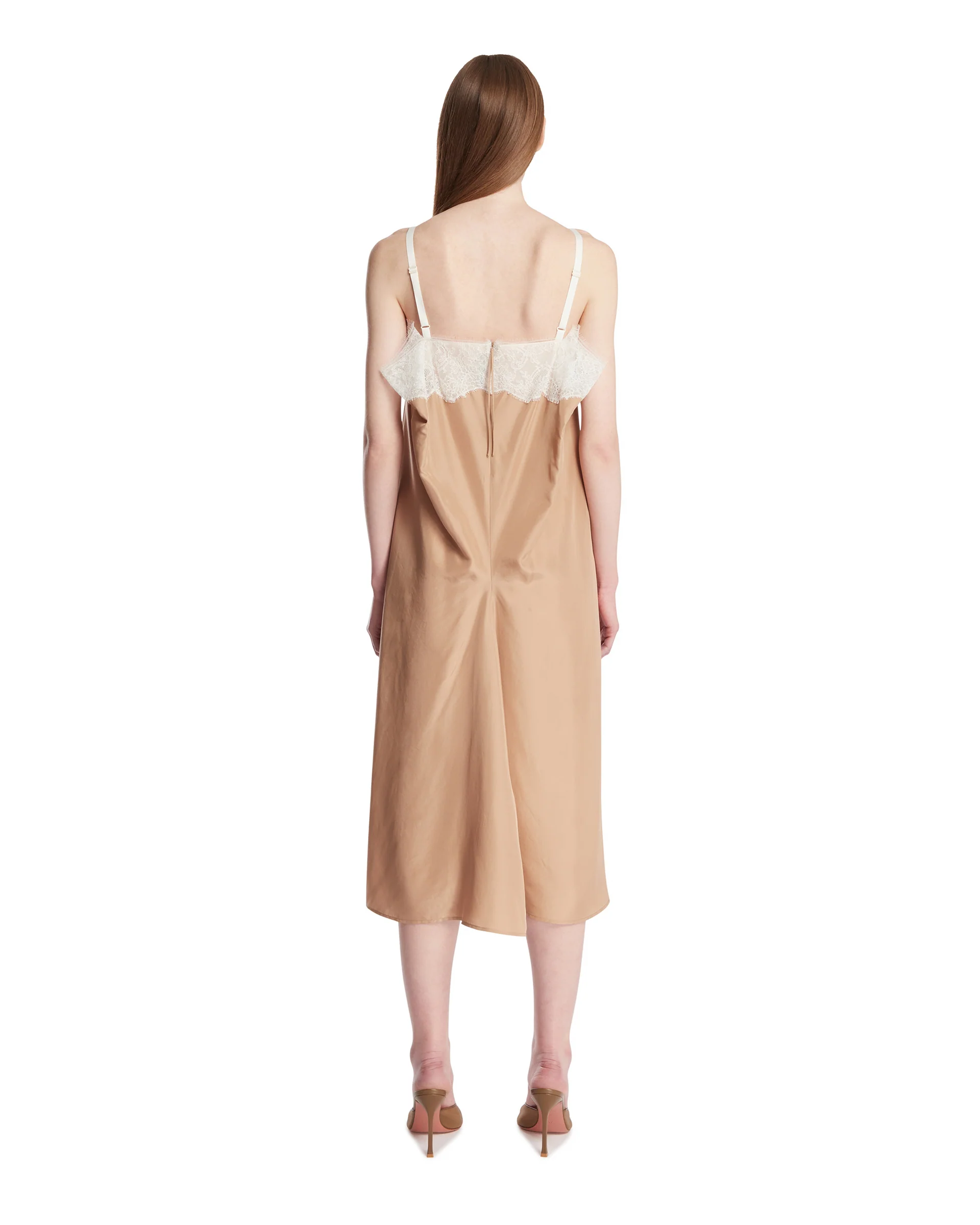 Abito In Seta E Pizzo Beige - Image 5