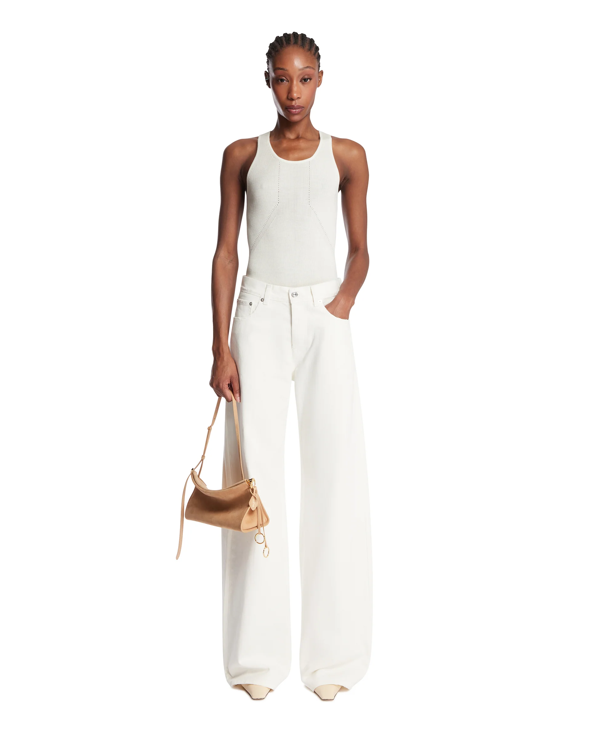 Racer Top In Lana Bianco - Image 3