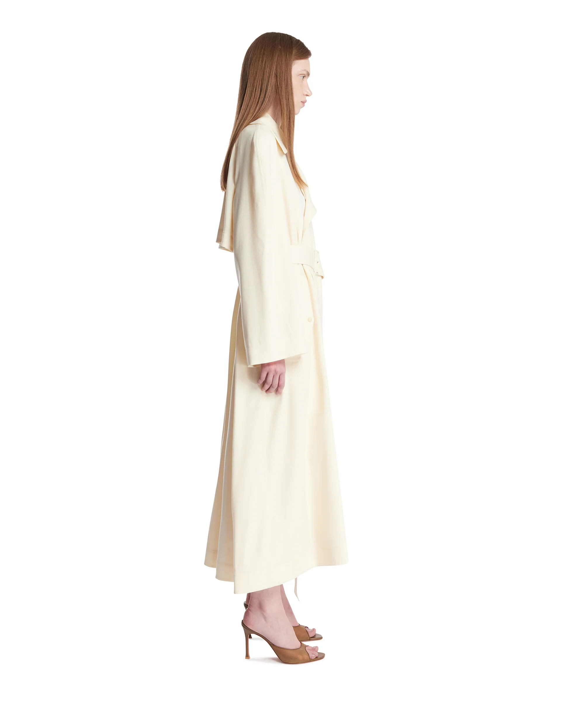 Trench In Lana Con Sciarpa Bianco - Image 4