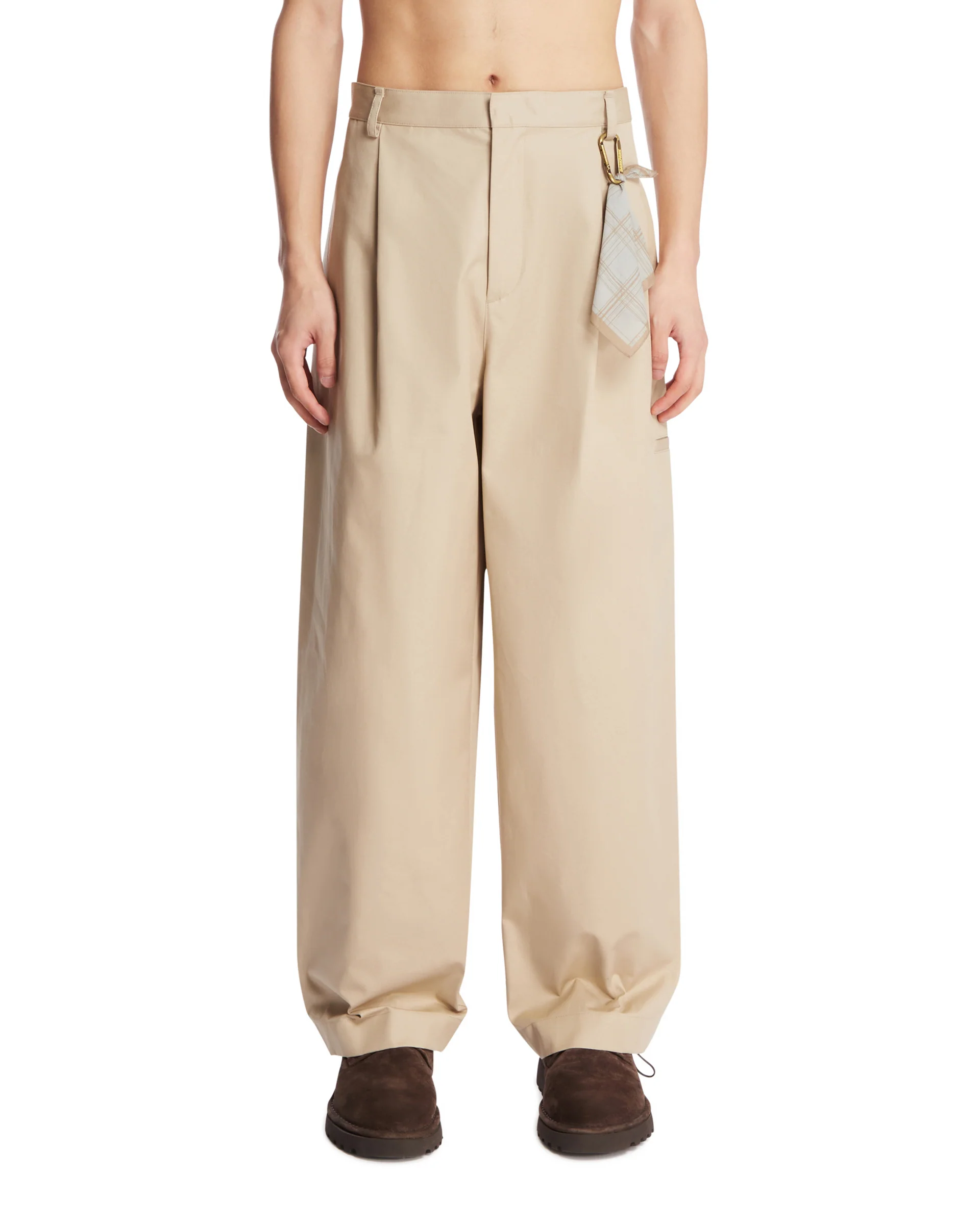 Pantaloni A Gamba Ampia Beige
