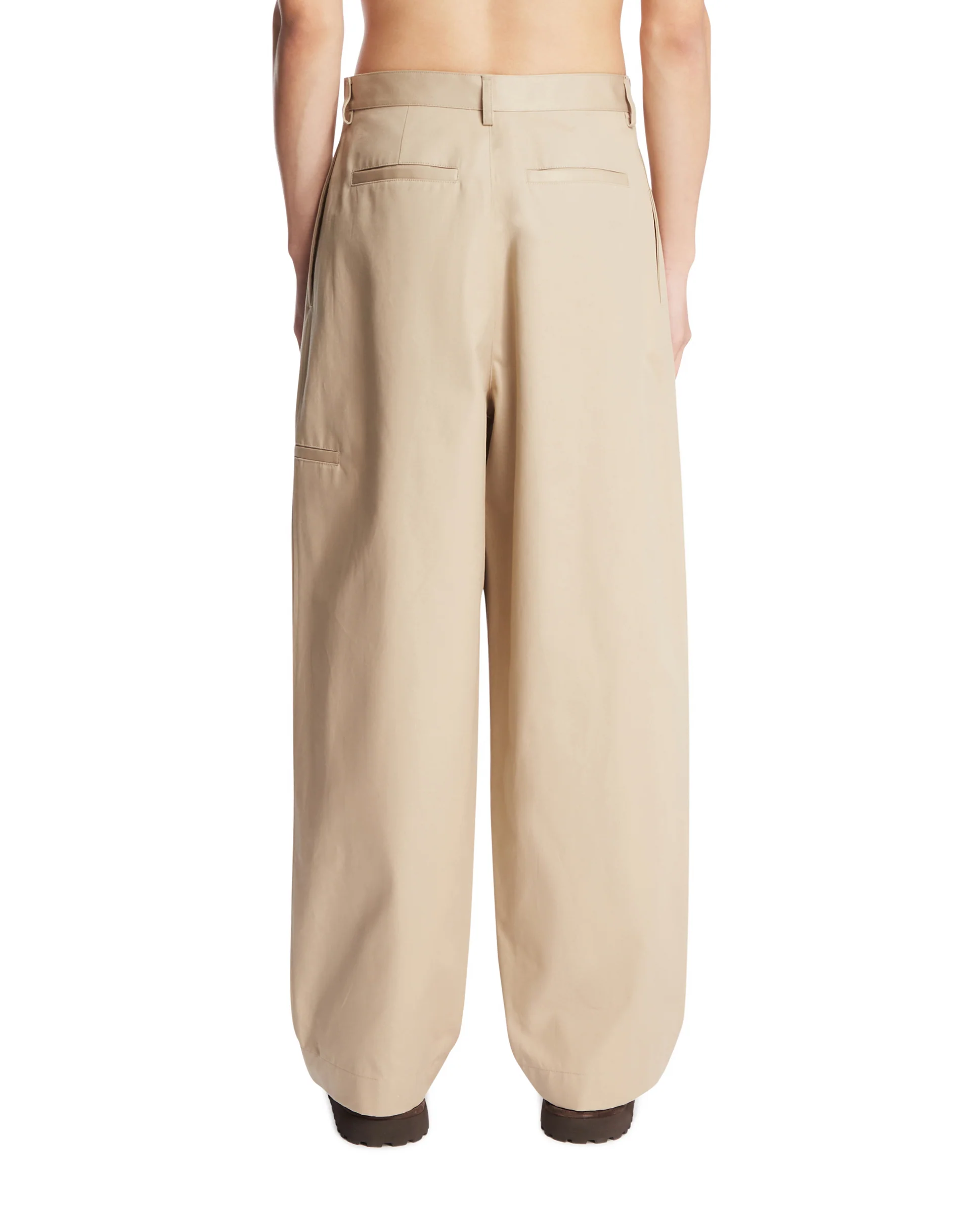 Pantaloni A Gamba Ampia Beige - Image 5